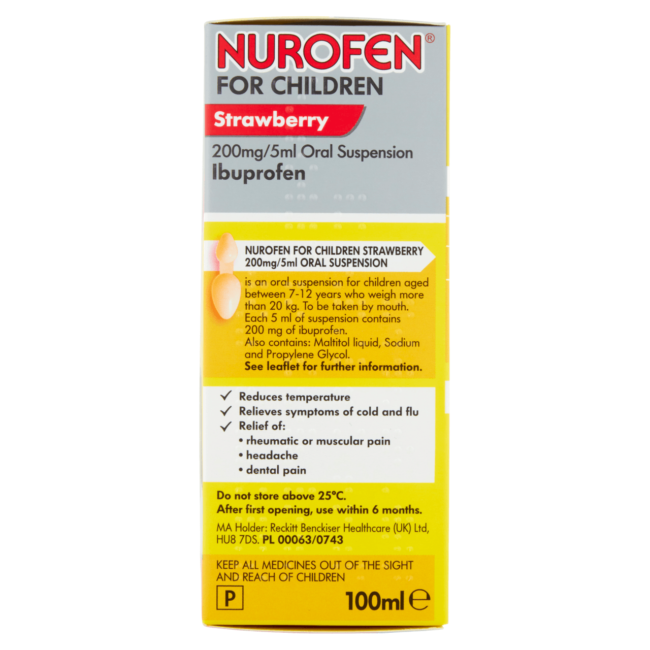 Nurofen Double Strength For Children 7-12 years Strawberry Flavour 100ml Image https://cdn11.bigcommerce.com/s-g585yu857h/images/stencil/1280w/products/6598/11592/5011417573266_T73__94227.1740668161.png1