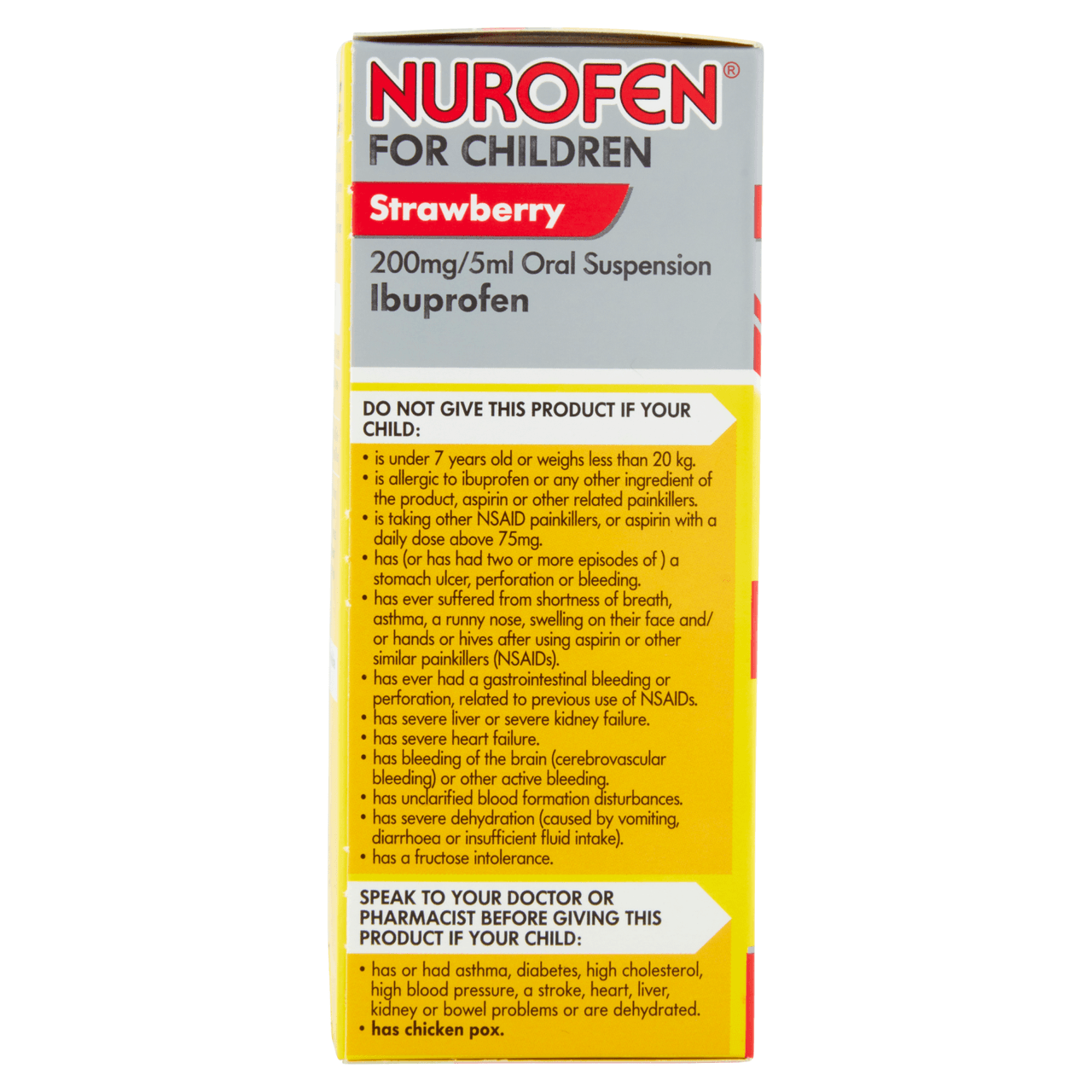 Nurofen Double Strength For Children 7-12 years Strawberry Flavour 100ml Image https://cdn11.bigcommerce.com/s-g585yu857h/images/stencil/1280w/products/6598/11594/5011417573266_T71__52780.1740668161.png1