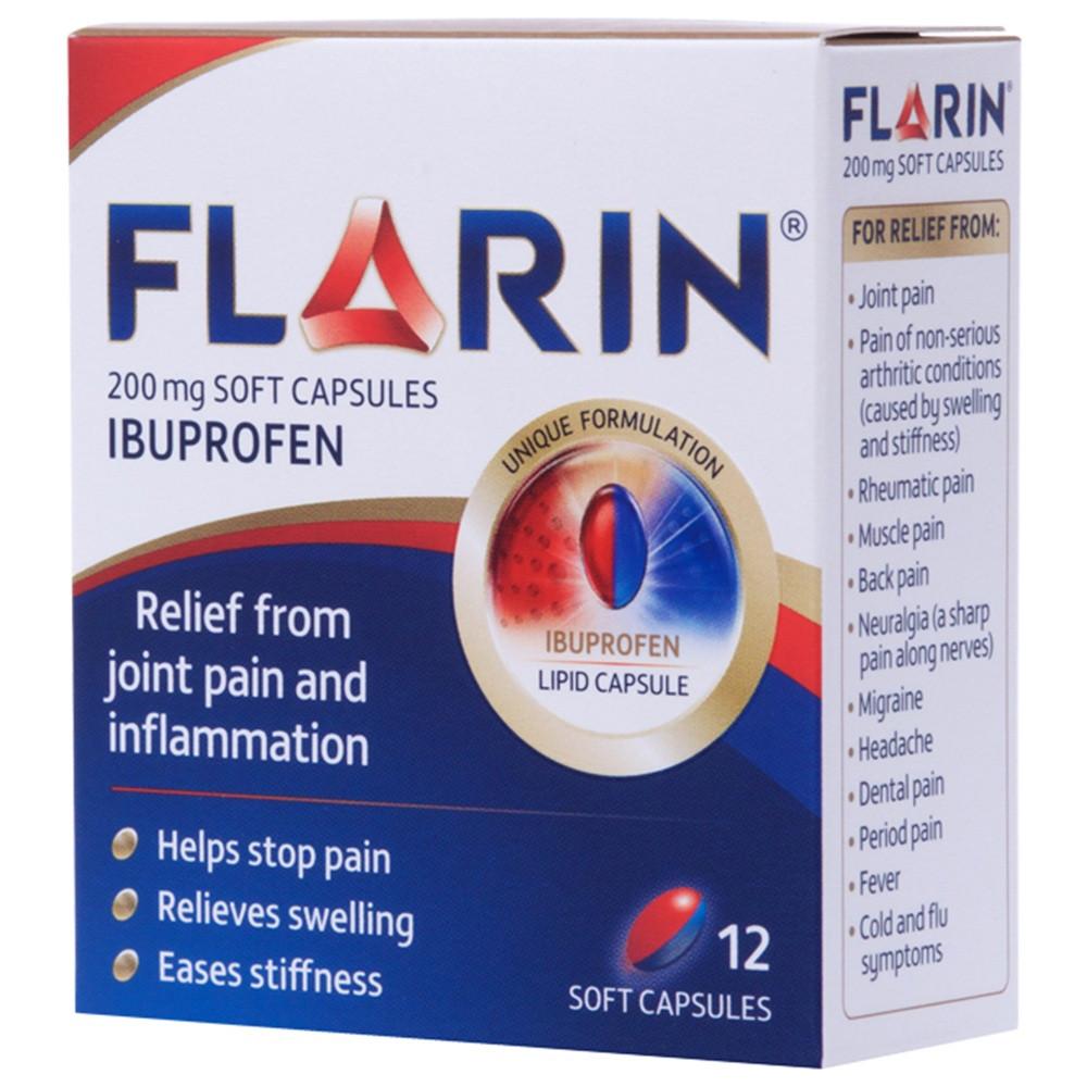 Flarin Ibuprofen 200mg 12 Soft Capsules Image 1
