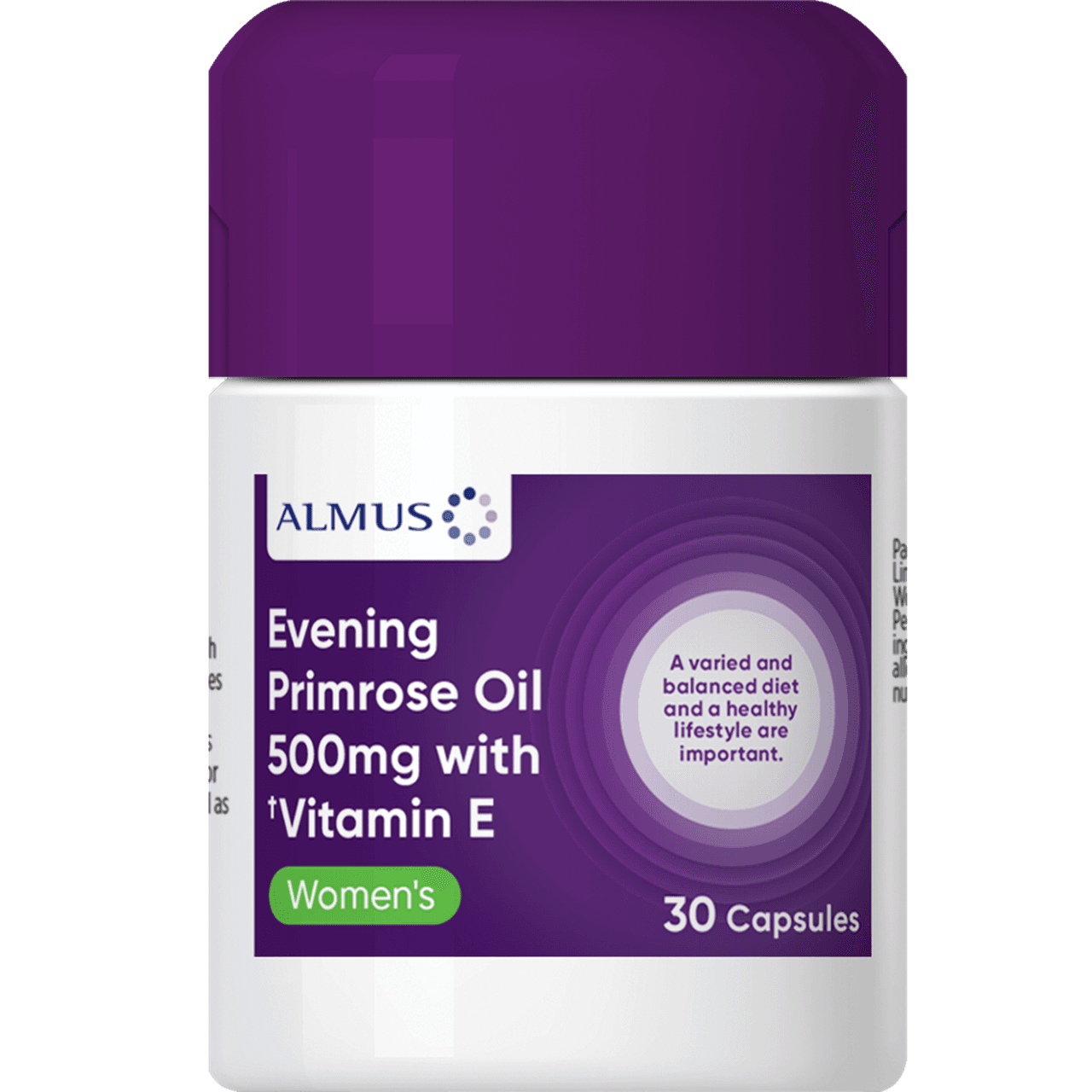 Almus Evening Primrose Oil 500mg & Vitamin E 30 Capsules Image 1