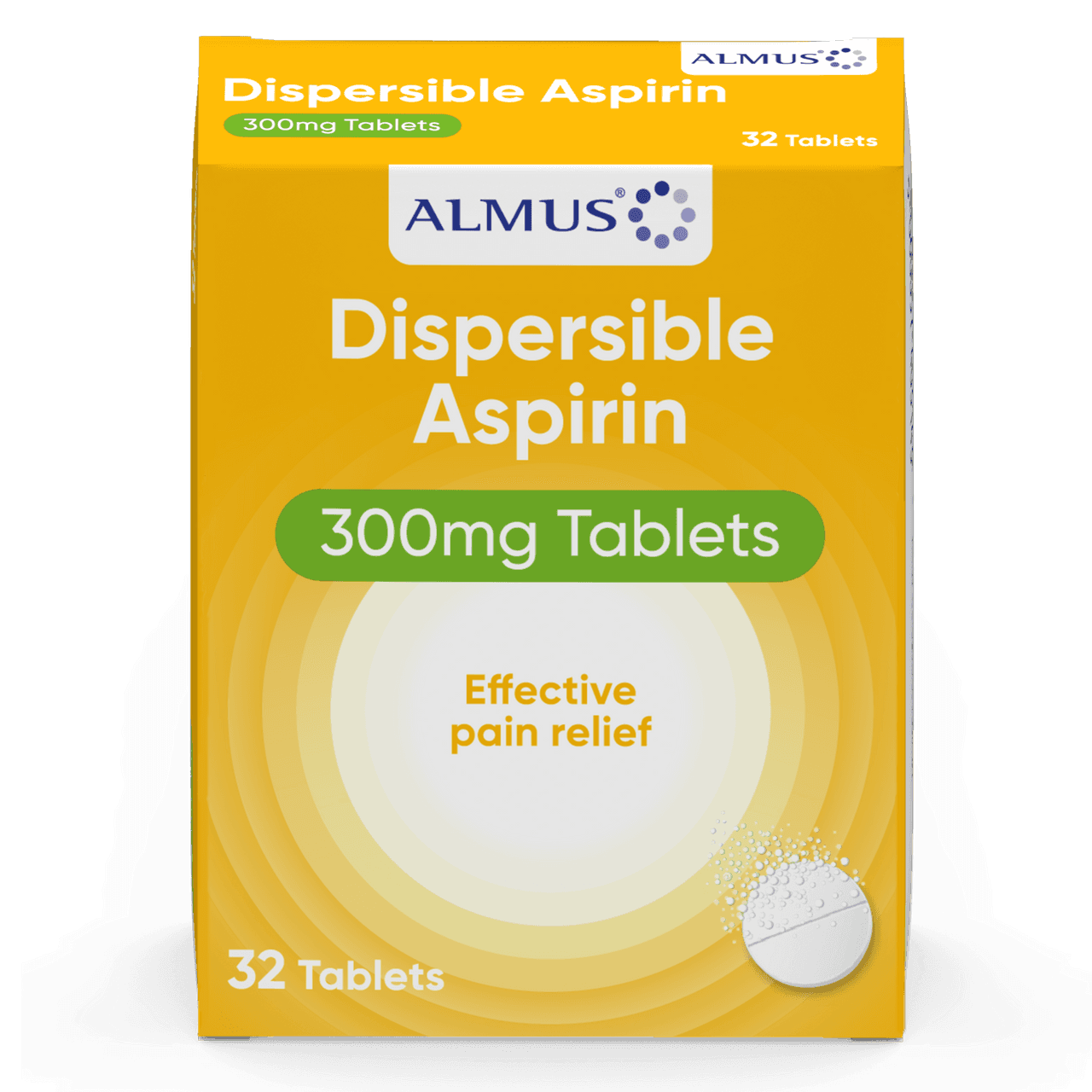 Almus Aspirin 300mg Dispersible Tablets 32 Tablet Image 1