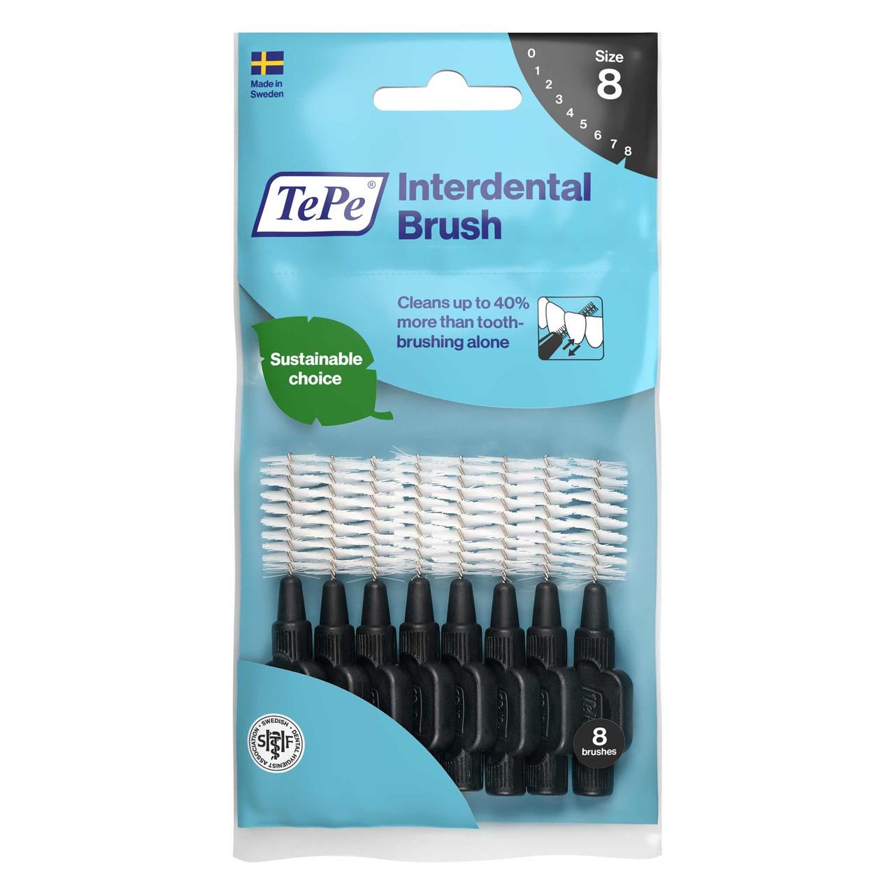 TePe Interdental Brushes Original Black 8 x 1.5mm Brushes Image 1