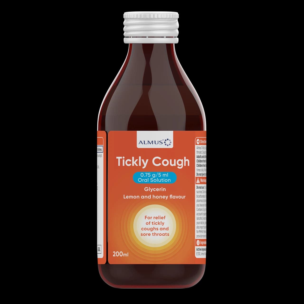 Almus Tickly Cough 0.75g/5ml Oral Solution 200ml Image 1