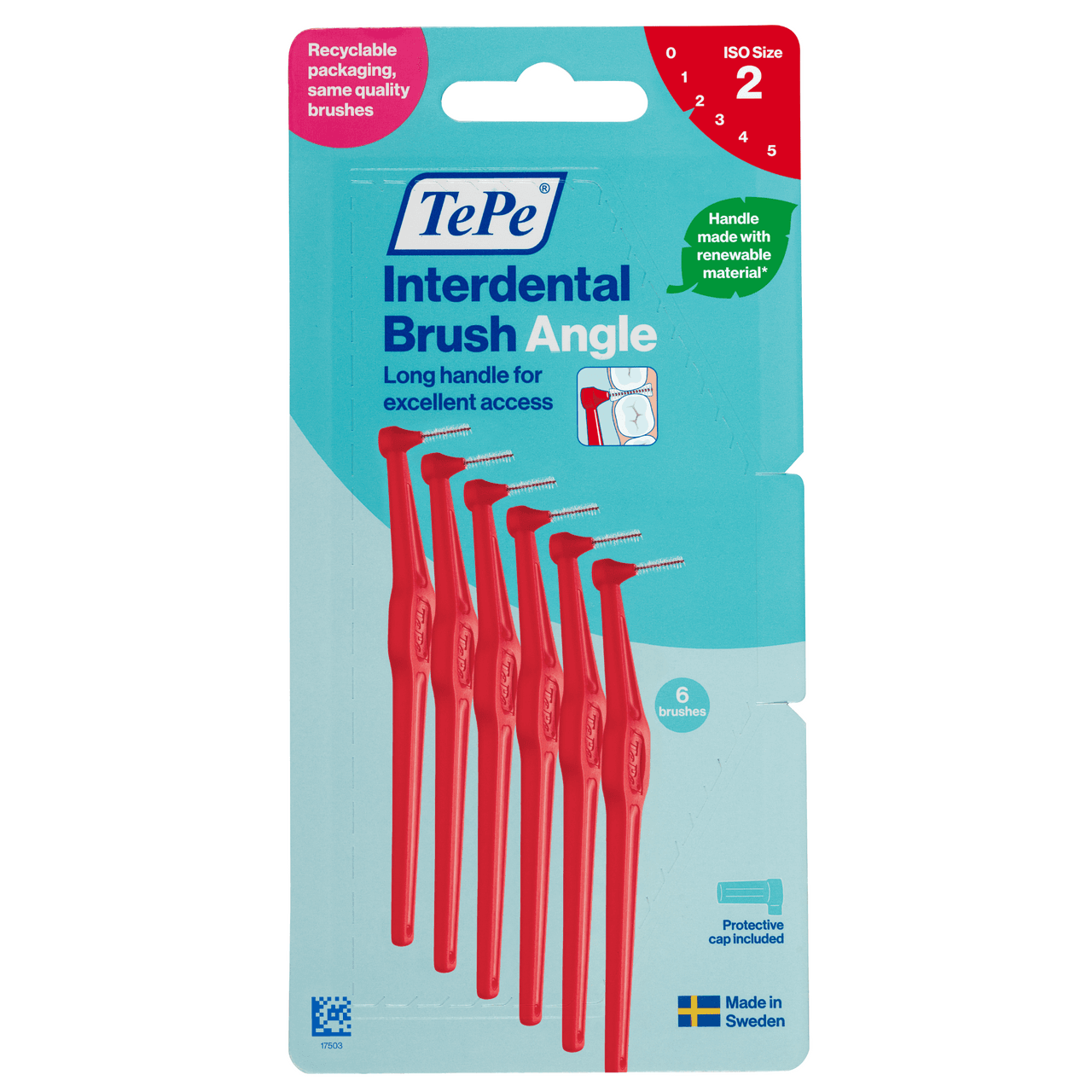 TePe Interdental Brushes Angle Red 6 x 0.5mm Brushes Image 1