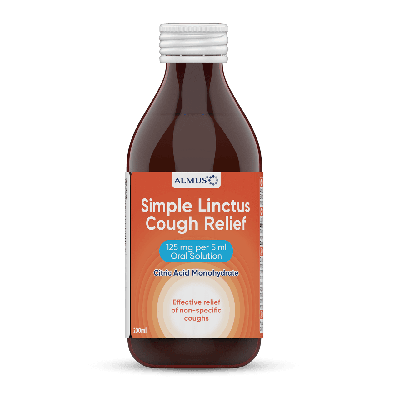 Almus Simple Linctus Cough Relief 125mg/5ml Oral Solution 200ml Image 1