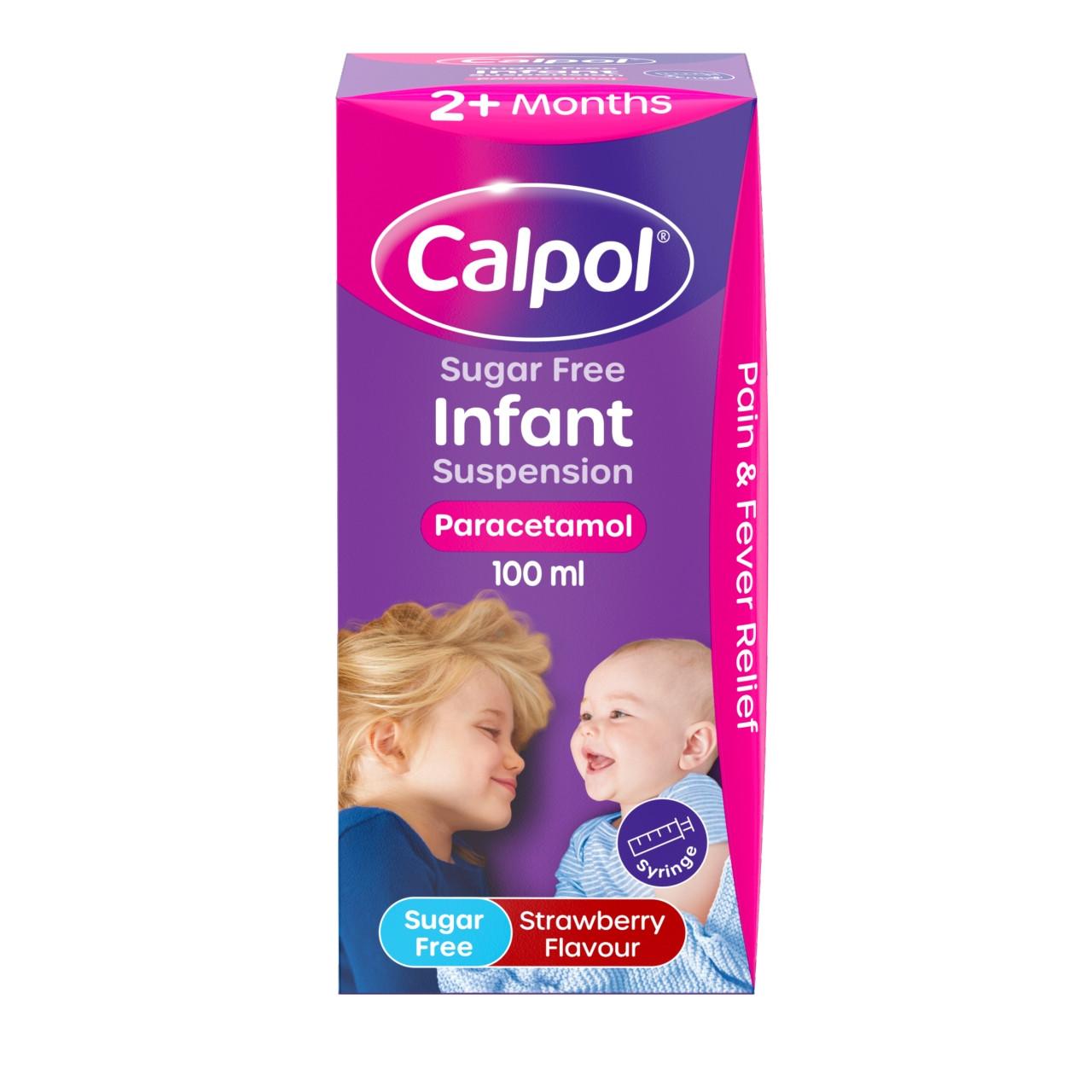 Calpol Infant Suspension Sugar Free Strawberry 100ml Image 1