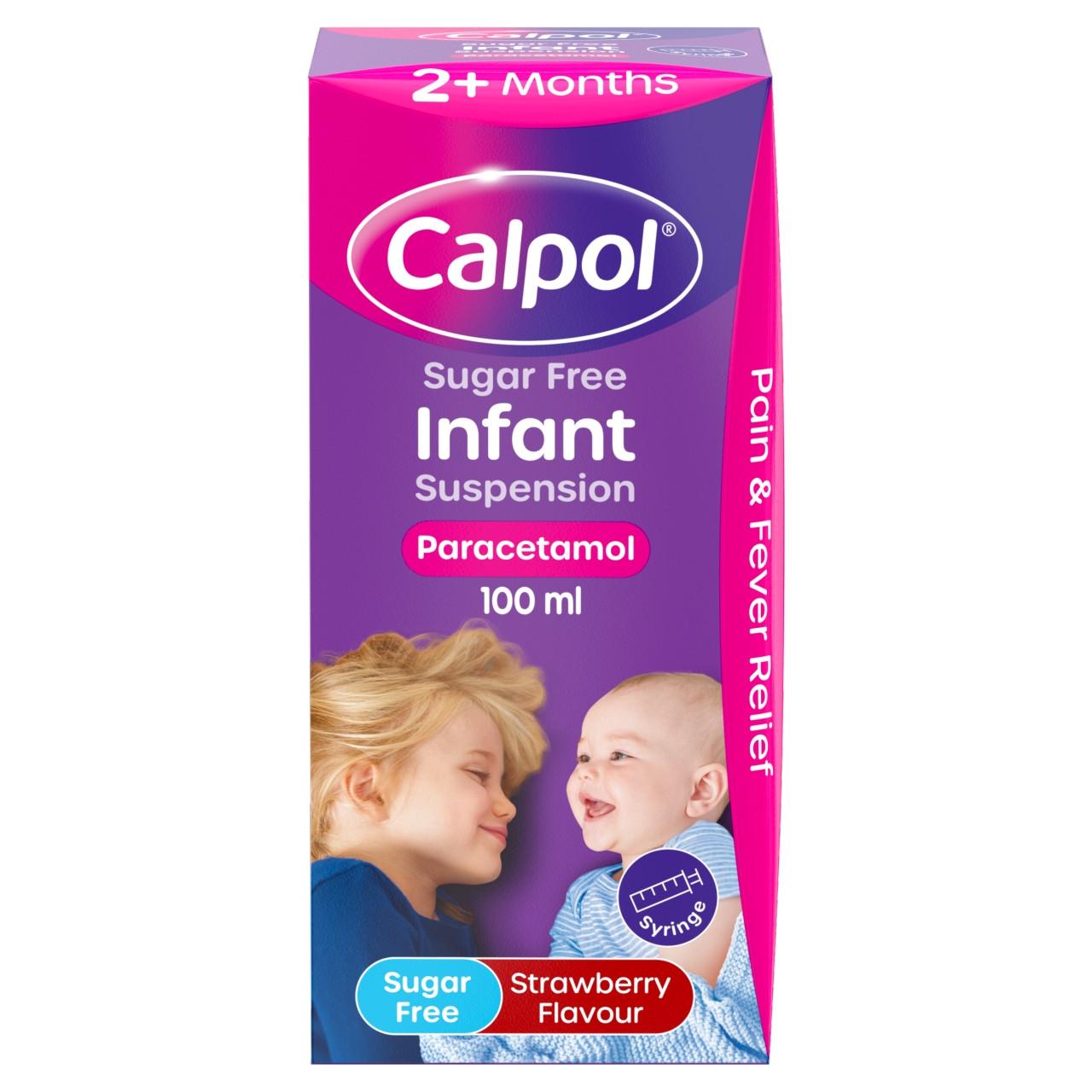 Calpol Infant Suspension Sugar Free Strawberry 100ml Image 1