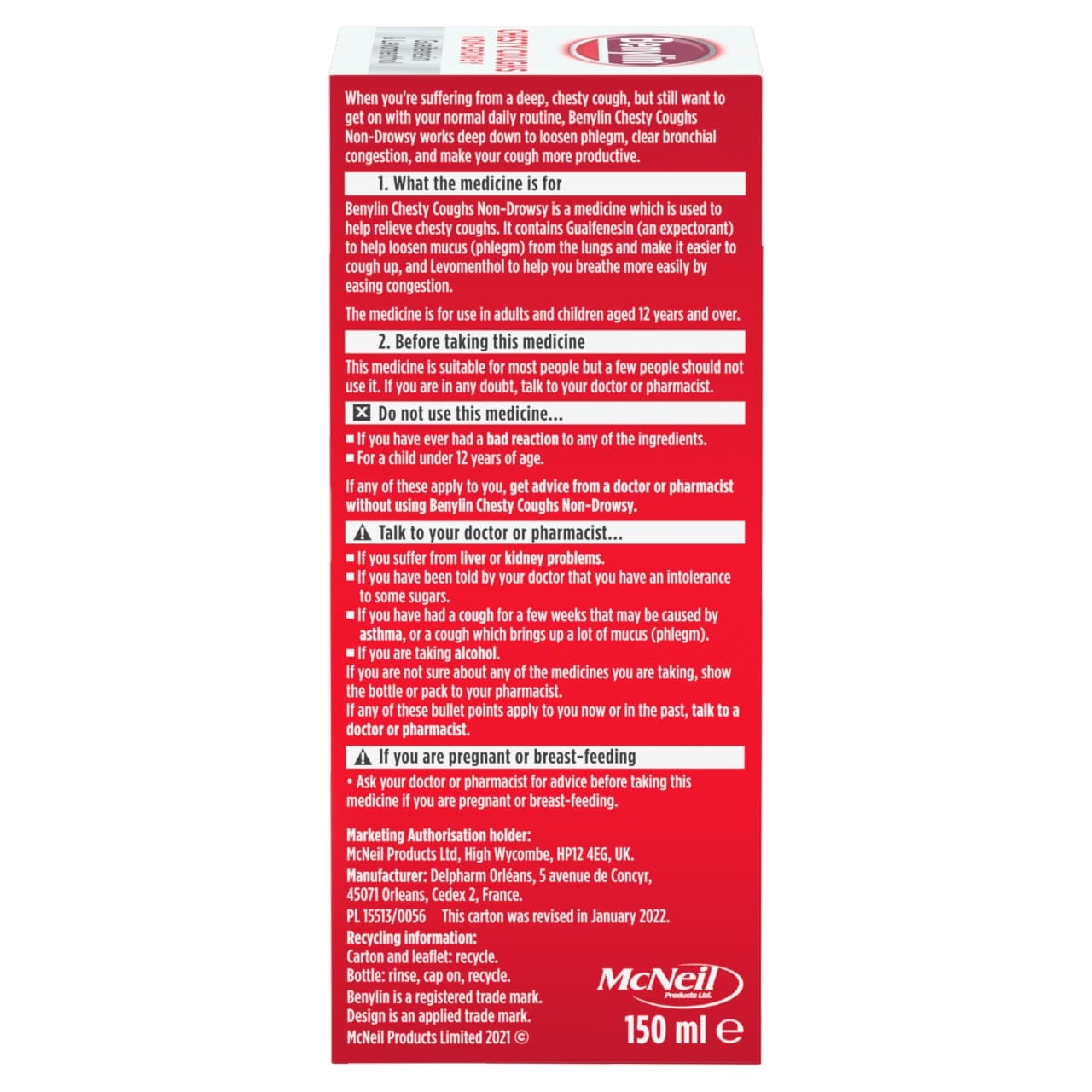Benylin Chesty Cough Non Drowsy 150ml Image https://cdn11.bigcommerce.com/s-g585yu857h/images/stencil/1280w/products/7997/33577/05010123727703_T24___62180.1783004564.jpg1