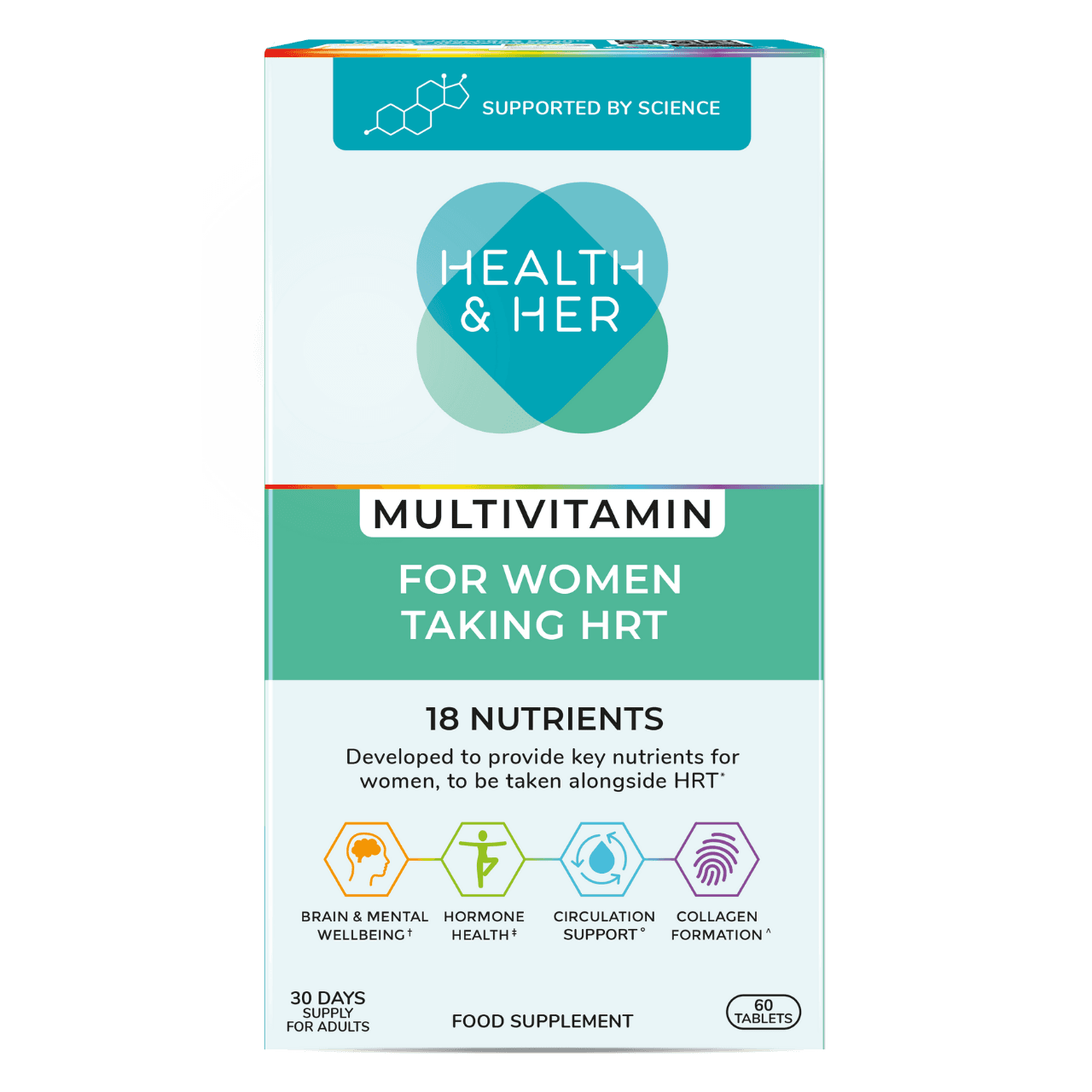 Health & Her Multivitamin for Women Taking Hormone Replacement Therapy HRT 60 Caplets Image 1