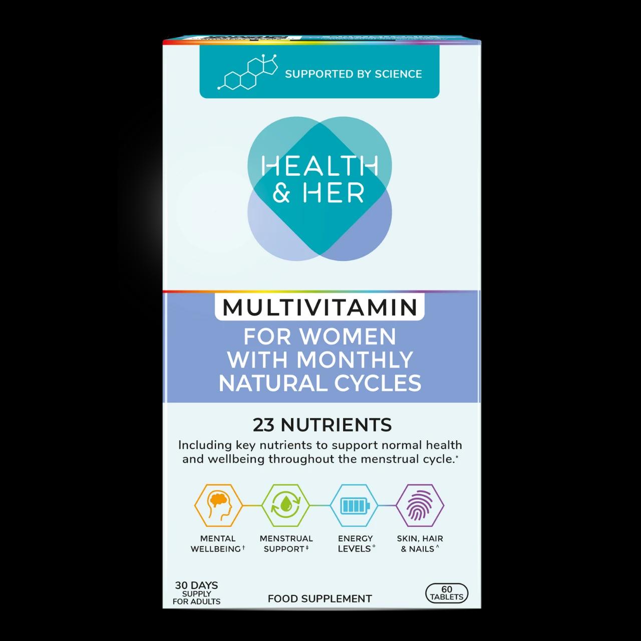 Health & Her Multivitamin for Women with Monthly Natural Cycles 60 Capsules Image 1