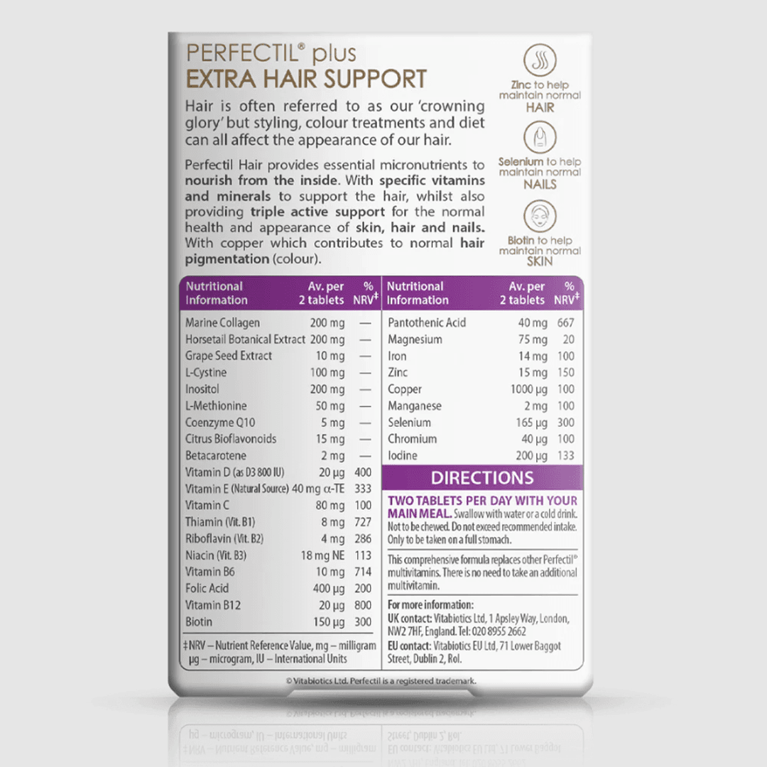 Vitabiotics Perfectil Hair Vitamins 60 Tablets Image https://cdn11.bigcommerce.com/s-g585yu857h/images/stencil/1280w/products/8030/13590/160145_B__66376.1746718295.png1