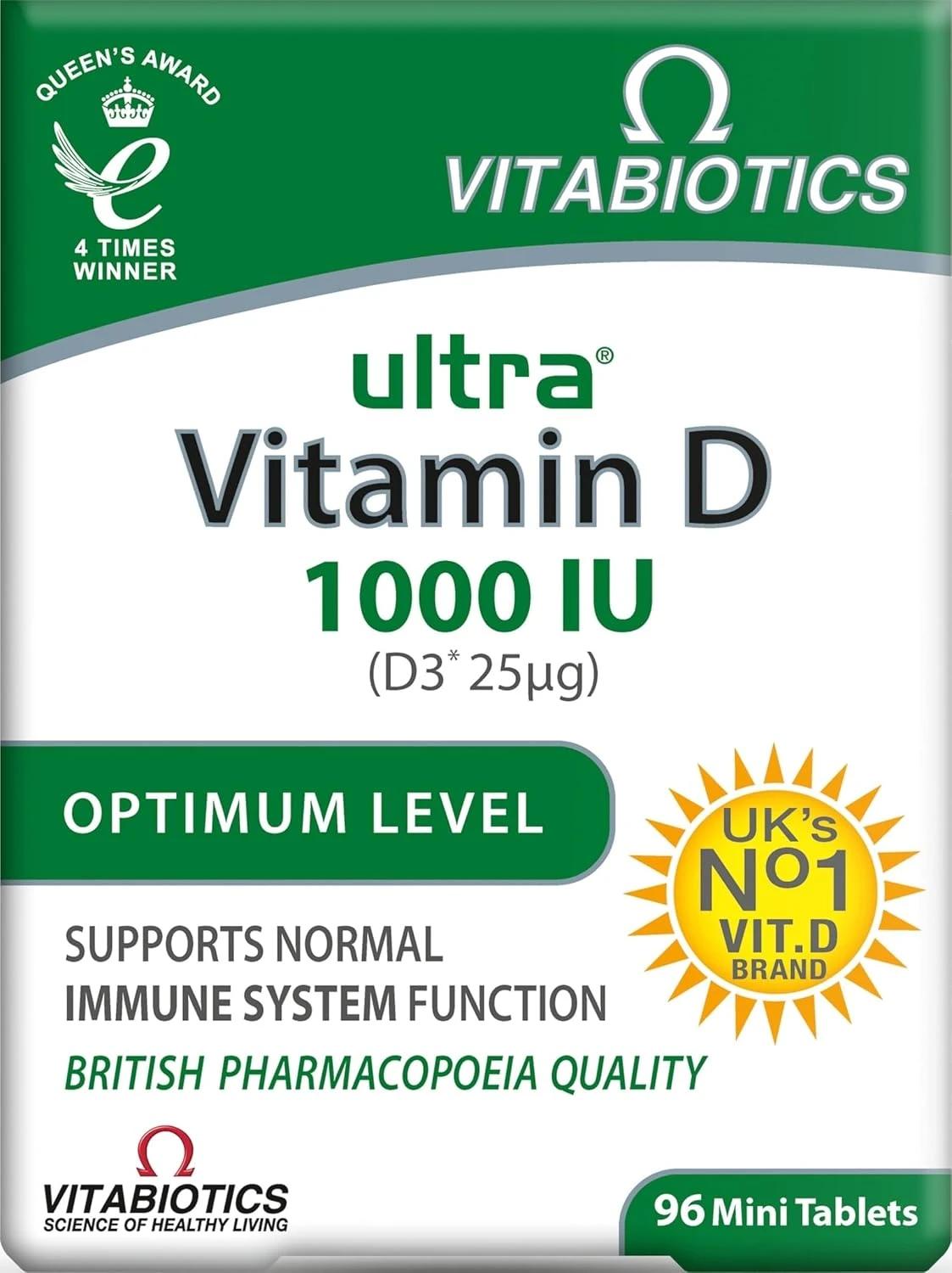 Vitabiotics Ultra Vitamin D 1000IU 96 Tablets Image 1