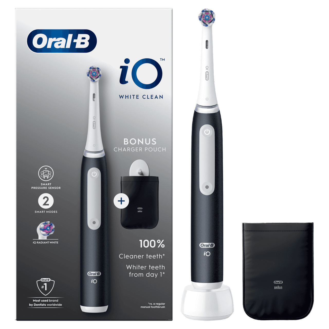 Oral-B iO White Clean Black Electric Toothbrush with charger pouch Image https://cdn11.bigcommerce.com/s-g585yu857h/images/stencil/1280w/products/8323/13951/8700216118200_T12__99863.1747920039.png1