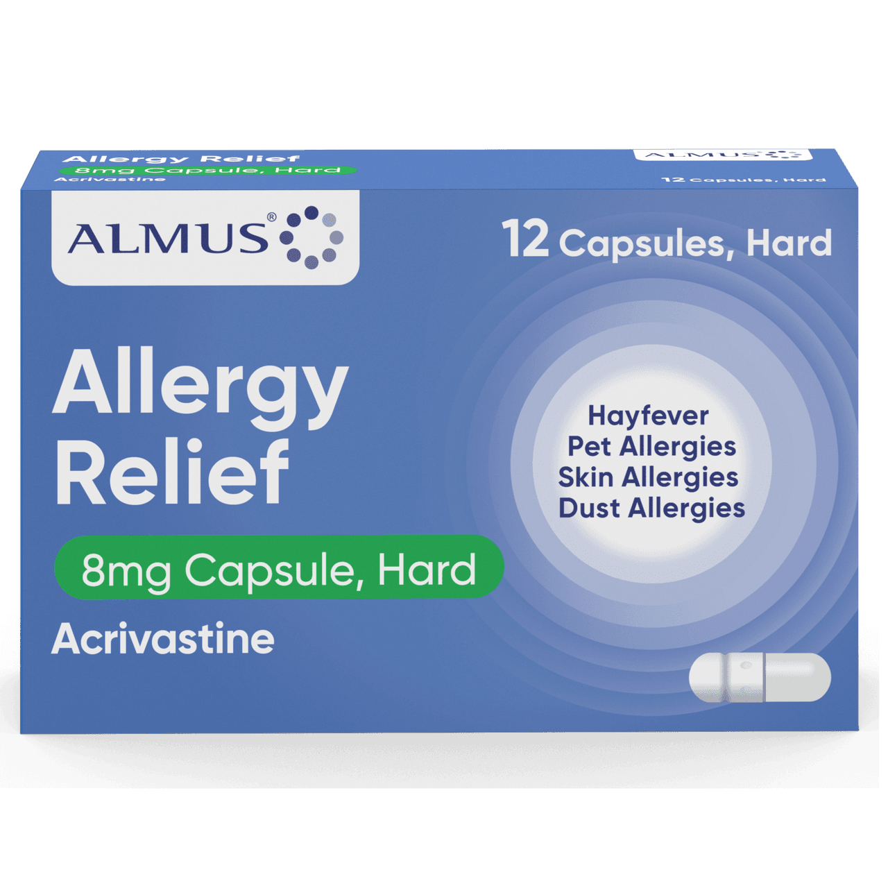 Almus Allergy Relief Acrivastine 8mg 12 Capsules Image 1