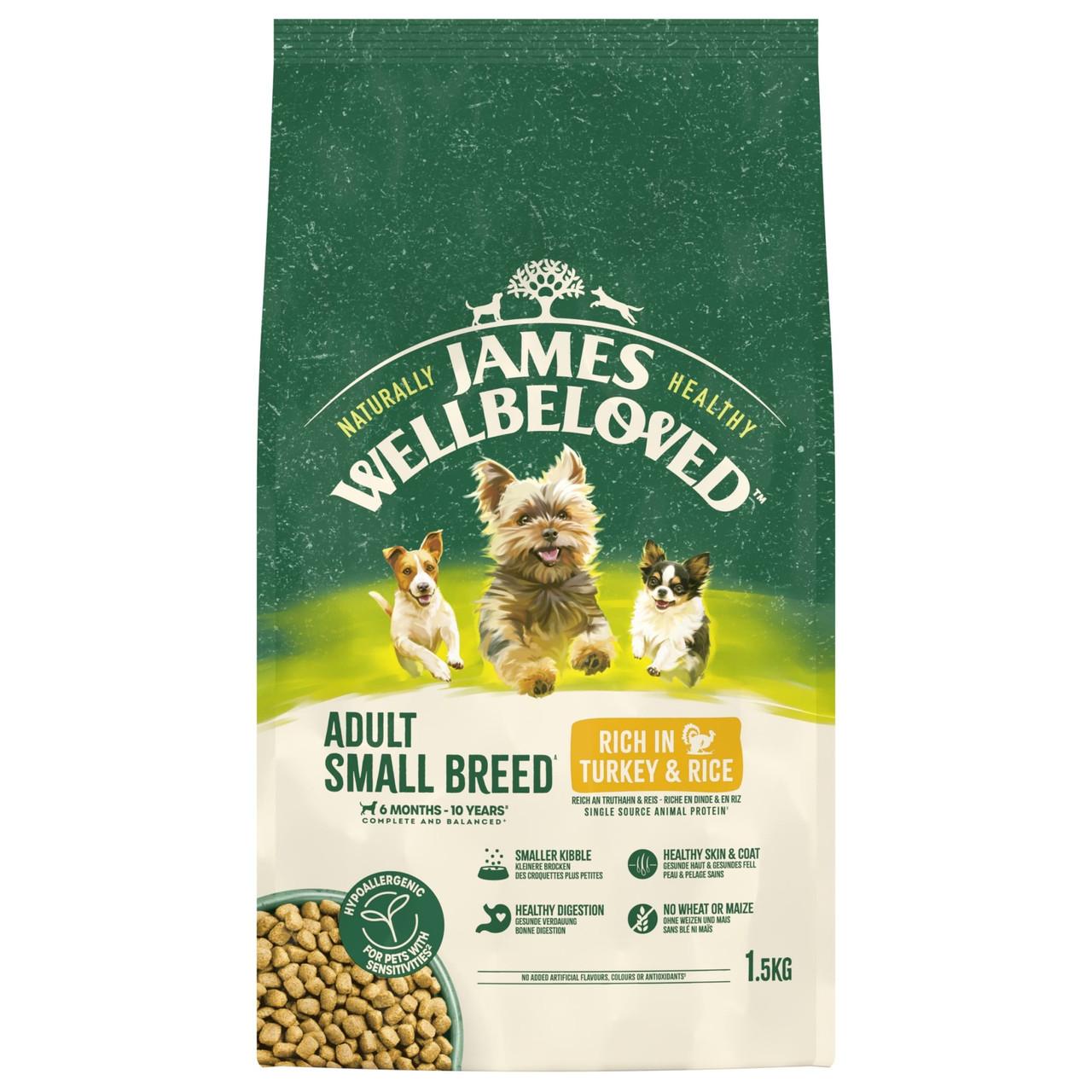 James Wellbeloved Dry Dog Adult Small Breed Turkey & Rice 1.5kg Image https://cdn11.bigcommerce.com/s-g585yu857h/images/stencil/1280w/products/8640/14730/James-Wellbeloved-Dry-Dog-Adult-Small-Breed-Turkey-%26-Rice-1.5kg__49013.1782826160.jpg1