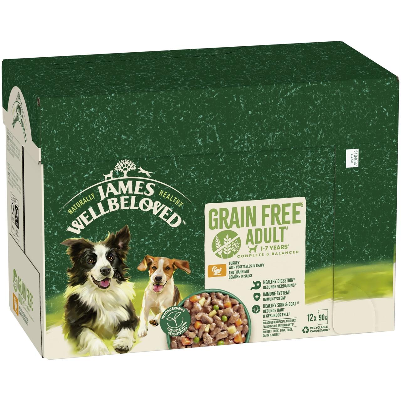 James Wellbeloved Grain Free Adult Wet Dog Food Turkey Gravy Pouch 12x90g Image https://cdn11.bigcommerce.com/s-g585yu857h/images/stencil/1280w/products/8703/14852/James-Wellbeloved-Grain-Free-Adult-Wet-Dog-Food-Turkey-Gravy-Pouch-12x90g__59063.1748444184.jpg1