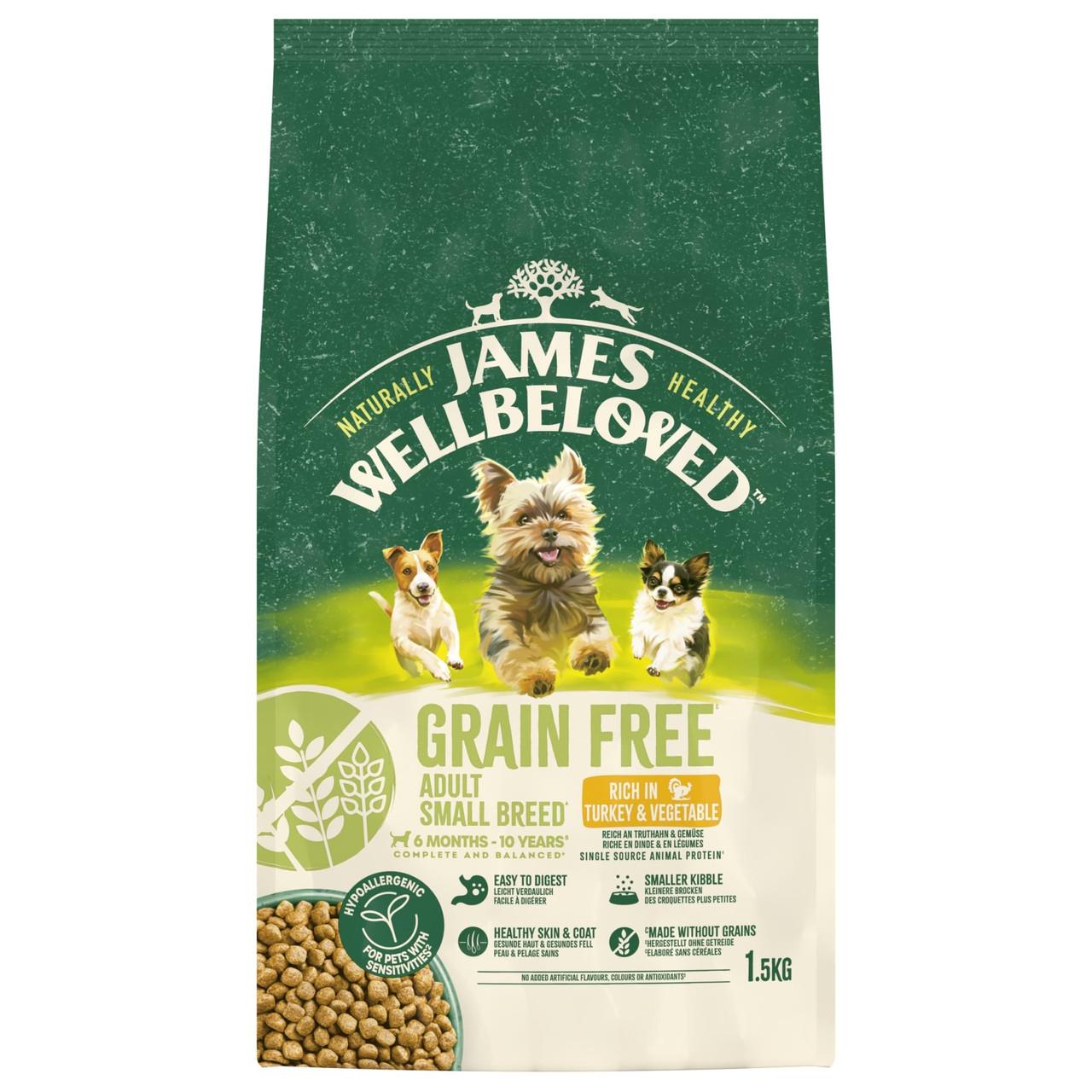 James Wellbeloved Dry Dog Grain Free Adult Small Breed Turkey & Veg 1.5kg Image https://cdn11.bigcommerce.com/s-g585yu857h/images/stencil/1280w/products/8721/14893/James-Wellbeloved-Dry-Dog-Grain-Free-Adult-Small-Breed-Turkey-%26-Veg-1.5kg__72010.1748444189.jpg1