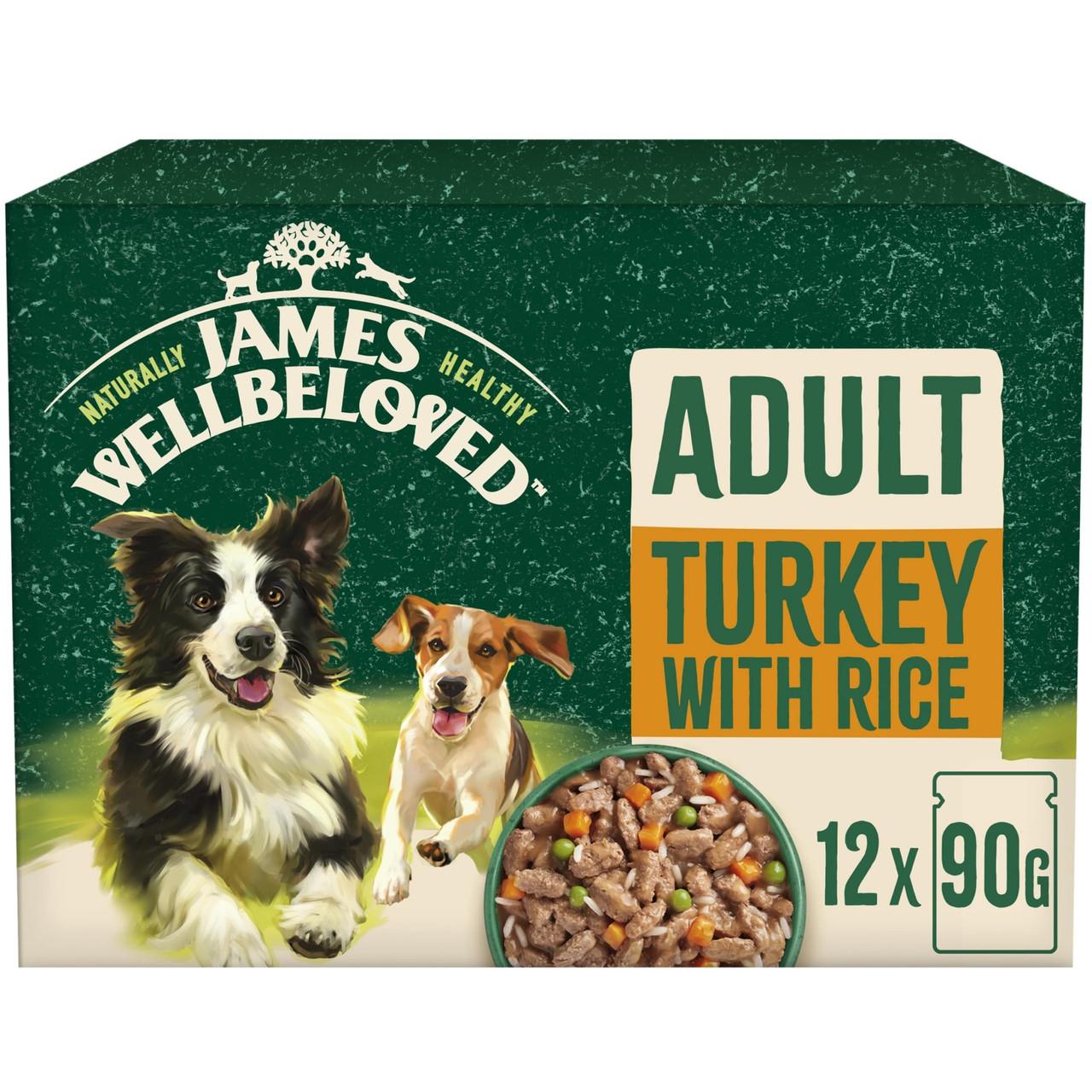 James Wellbeloved Adult Turkey in Gravy Pouch for Dogs 12 x 90g Multipack Image https://cdn11.bigcommerce.com/s-g585yu857h/images/stencil/1280w/products/8765/15000/James-Wellbeloved-Adult-Turkey-in-Gravy-Pouch-12-x-90g-Multipack__55632.1748444201.jpg1