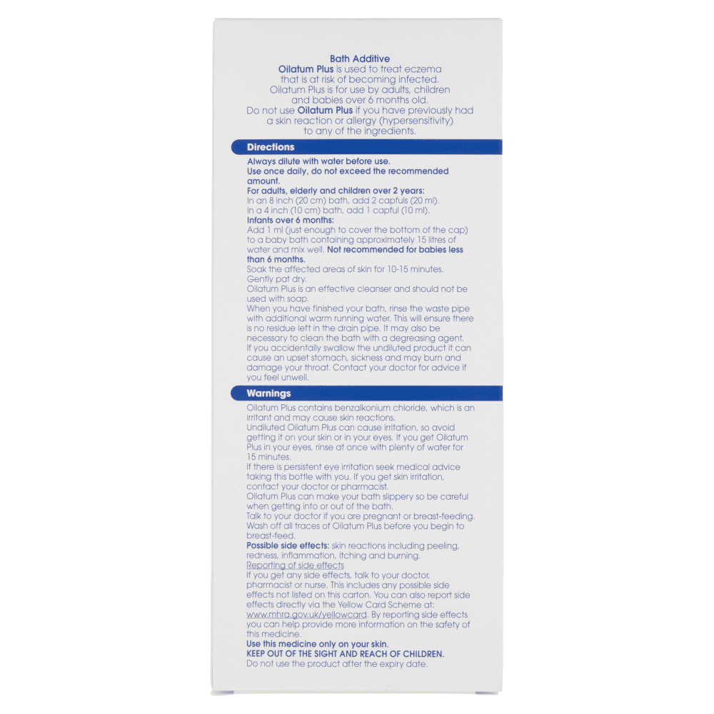 Oilatum Plus Antiseptic Bath Emollient 500ml Image https://cdn11.bigcommerce.com/s-g585yu857h/images/stencil/1280w/products/8961/16093/5011309723311_T72__78175.1751553161.png1