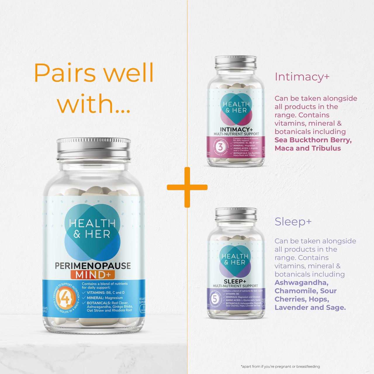 Health & Her Perimenopause Mind+ Multi Nutrient Support Supplement 30 Capsules Image https://cdn11.bigcommerce.com/s-g585yu857h/images/stencil/1280w/products/9004/30114/Her_UK_Amazon_Product_in_combination_Mind__82068.1782895503.jpg1