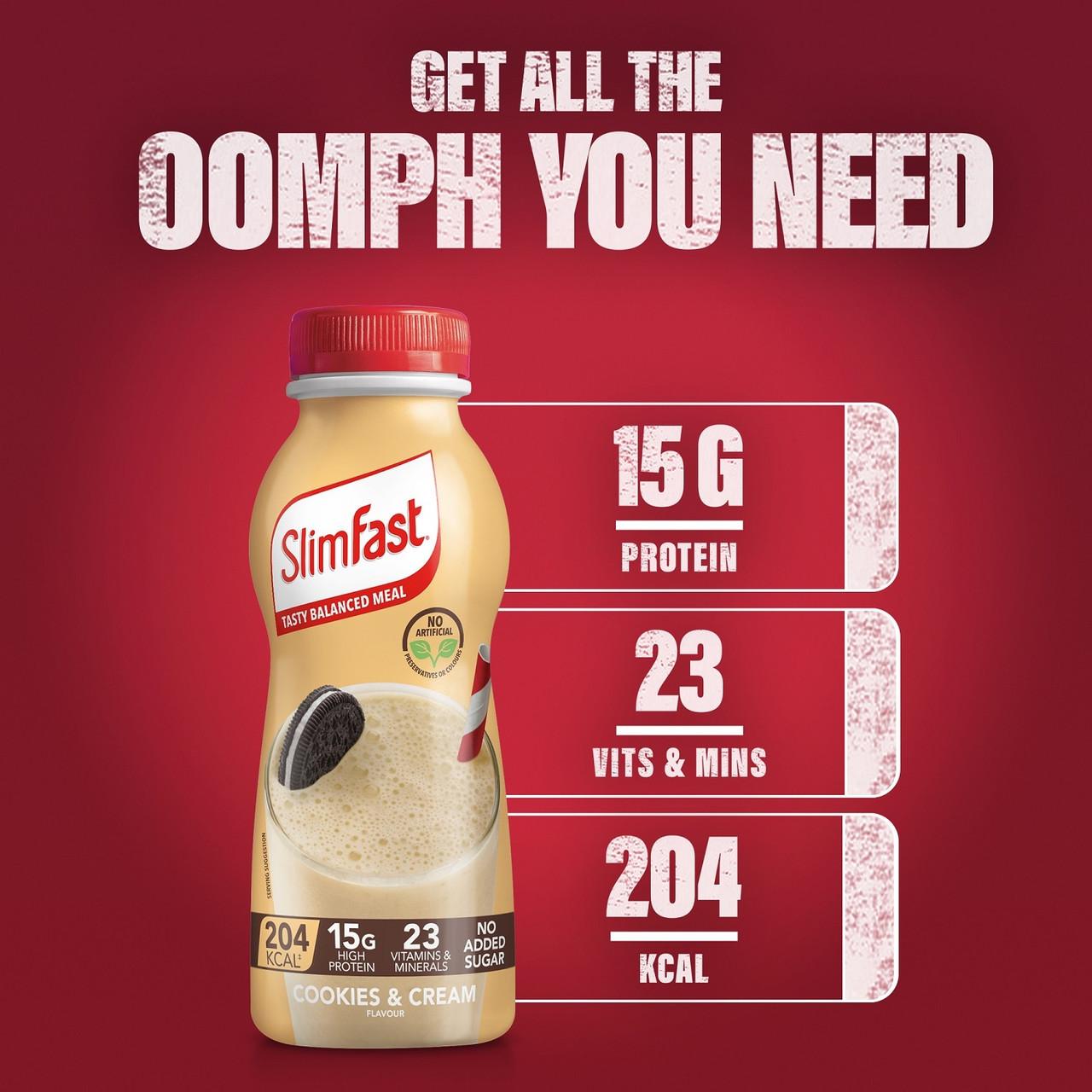 SlimFast Cookies & Cream Ready to Drink 9 Day Supply 3 Packs Image https://cdn11.bigcommerce.com/s-g585yu857h/images/stencil/1280w/products/9958/16420/SlimFast-Milkshake-Cookies-%252526-Cream-Multipack__31290__30321.1745416439.1280.1280__62714.1779200204.jpg1