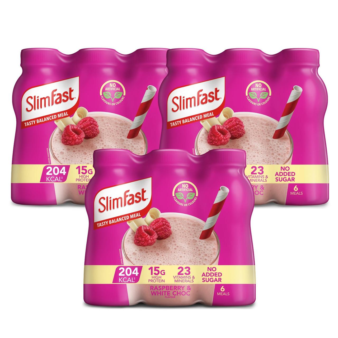 SlimFast Raspberry & White Chocolate Ready to Drink 9 Day Supply 3 Packs Image 1