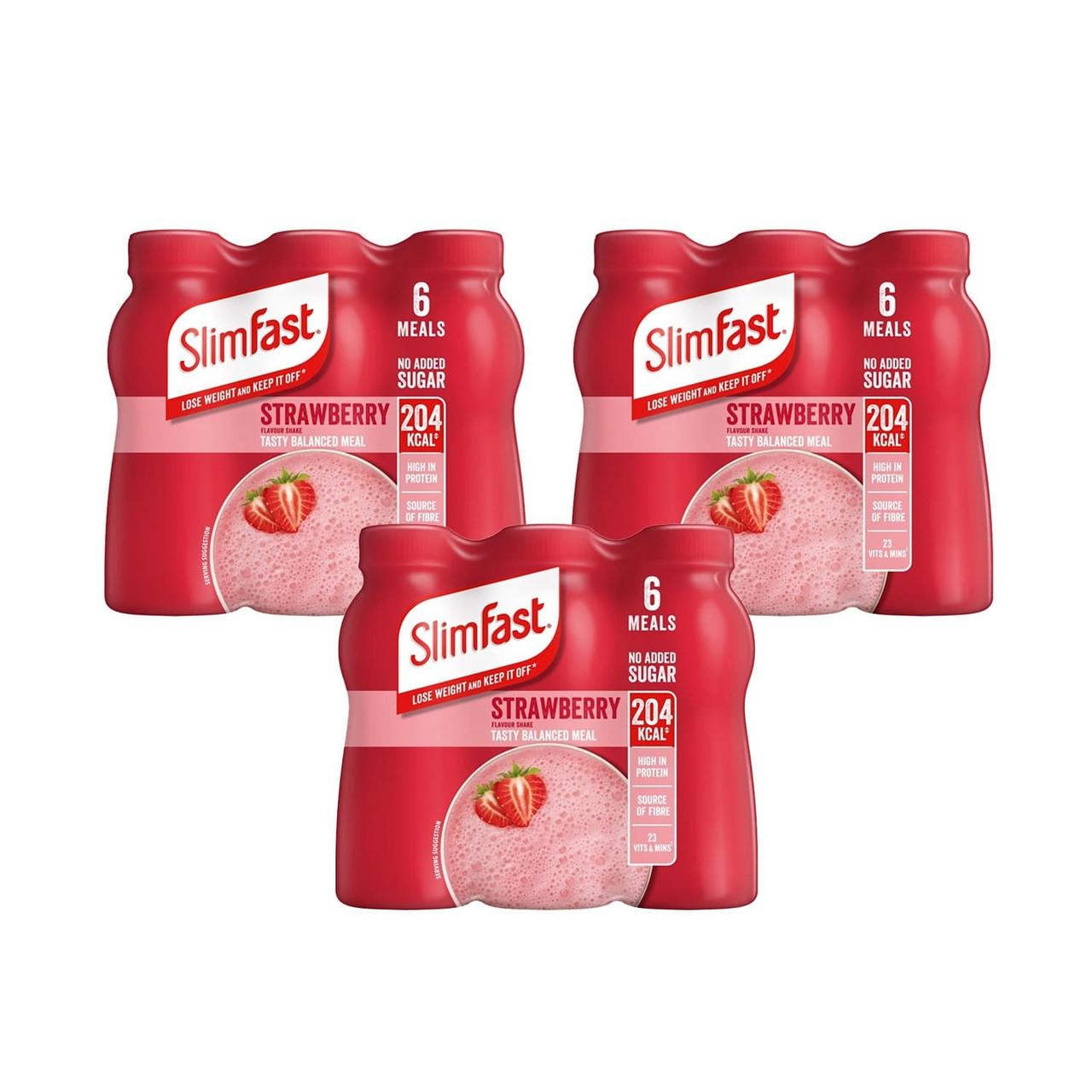 SlimFast Strawberry Ready to Drink 9 Day Supply 3 Packs Image 1