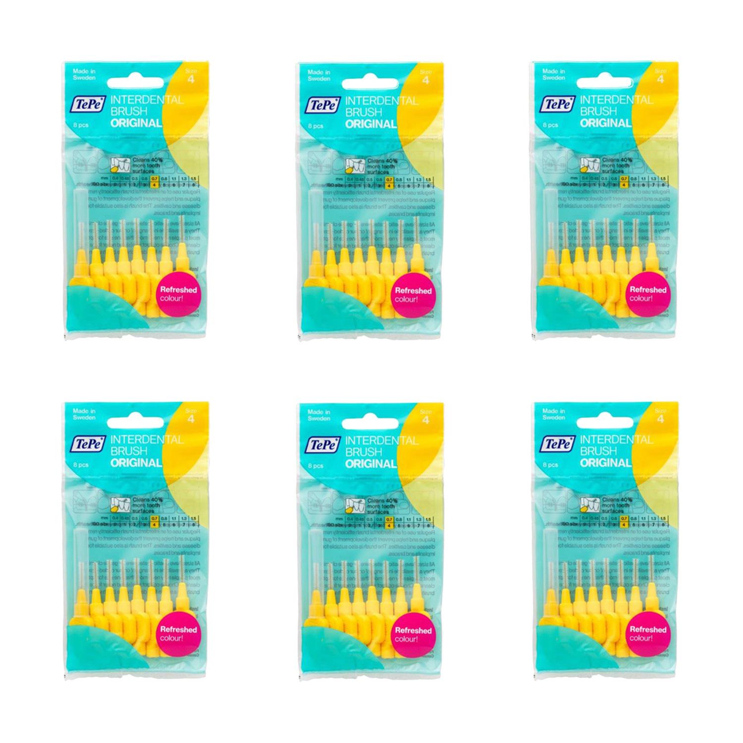 TePe Interdental Brushes Original Yellow 8 x 0.7mm Brushes Image 1