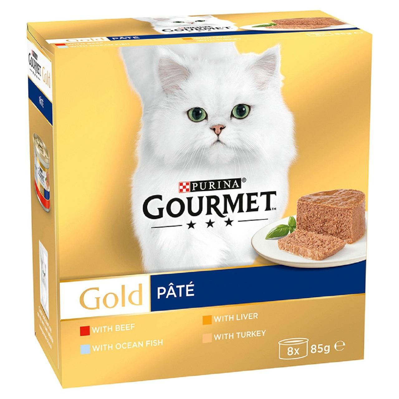 Gourmet Gold Adult Wet Cat Food Mousse Fish Selection 8x85g Image 1