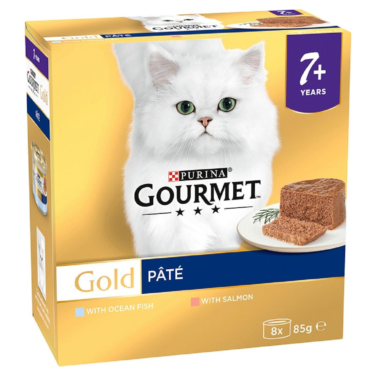 Gourmet Gold Senior Wet Cat Food Mousse With Salmon and Ocean Fish 8x85g Image 1