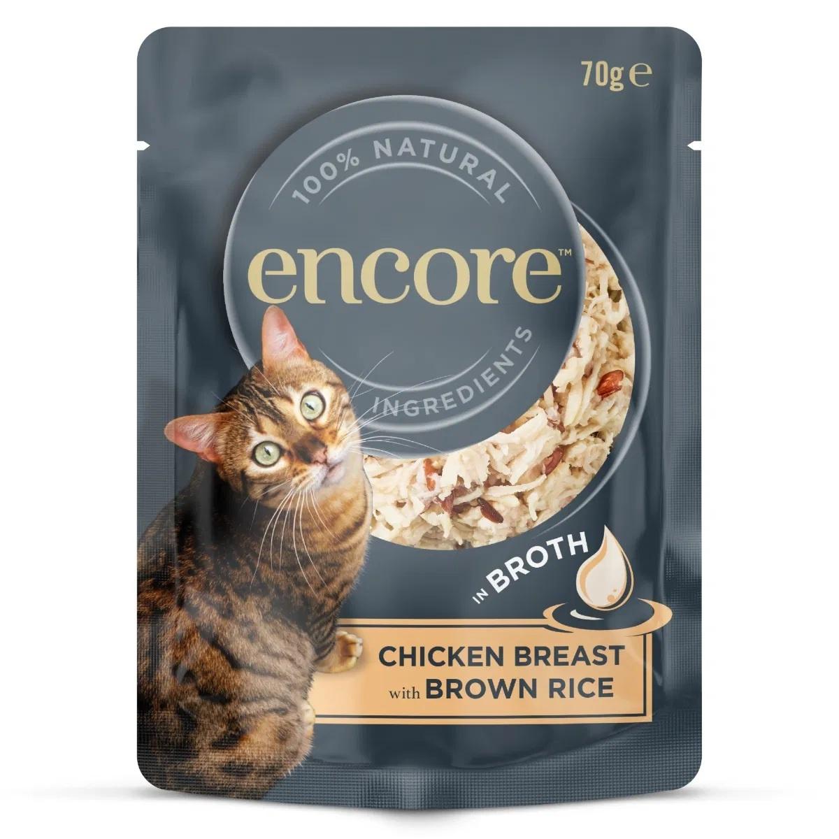 Encore Adult Wet Cat Food Pouch Chicken & Brown Rice - 70g x 16 Image 1