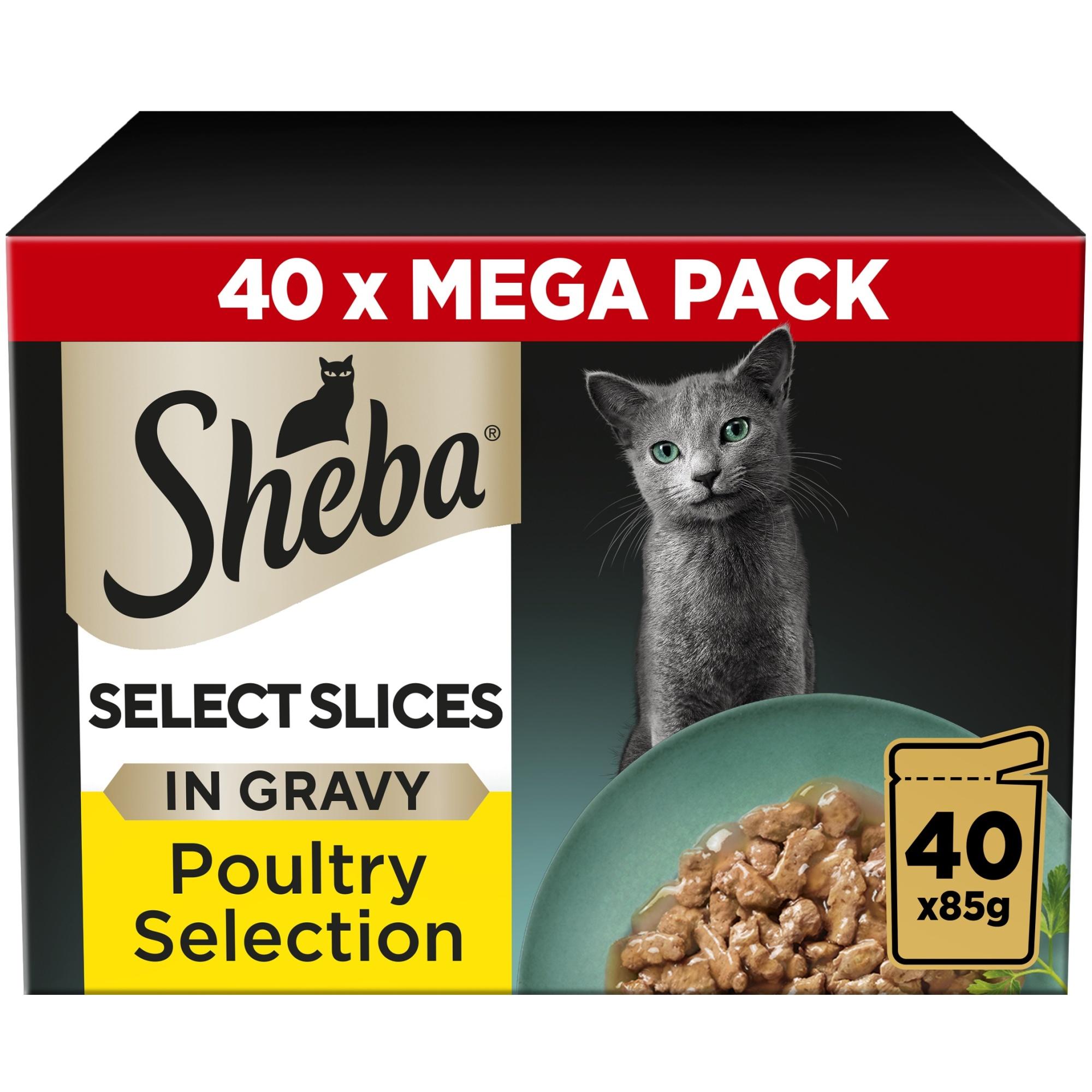 SHEBA Select Slices Adult Cat Food Poultry Selection in Gravy 40 x 85g Image 1