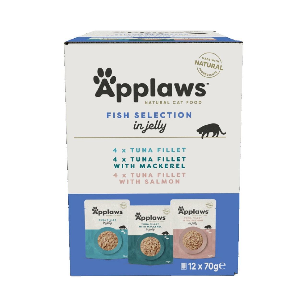 Applaws Adult Wet Cat Food Pouch Fish Multi Pack in Jelly 12x70g Image 1