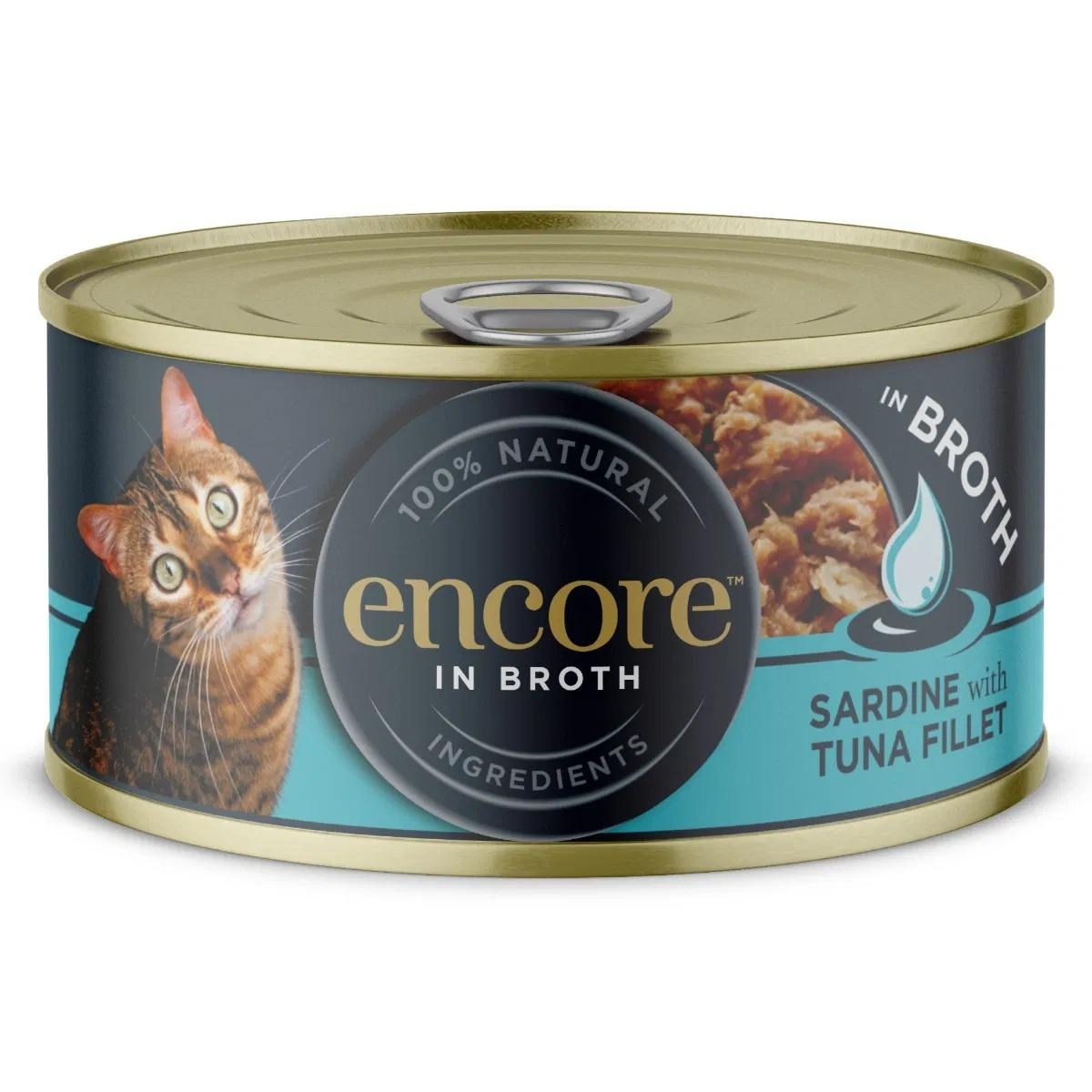 Encore Adult Wet Cat Food Tin Sardine & Tuna - 70g x 16 Image 1