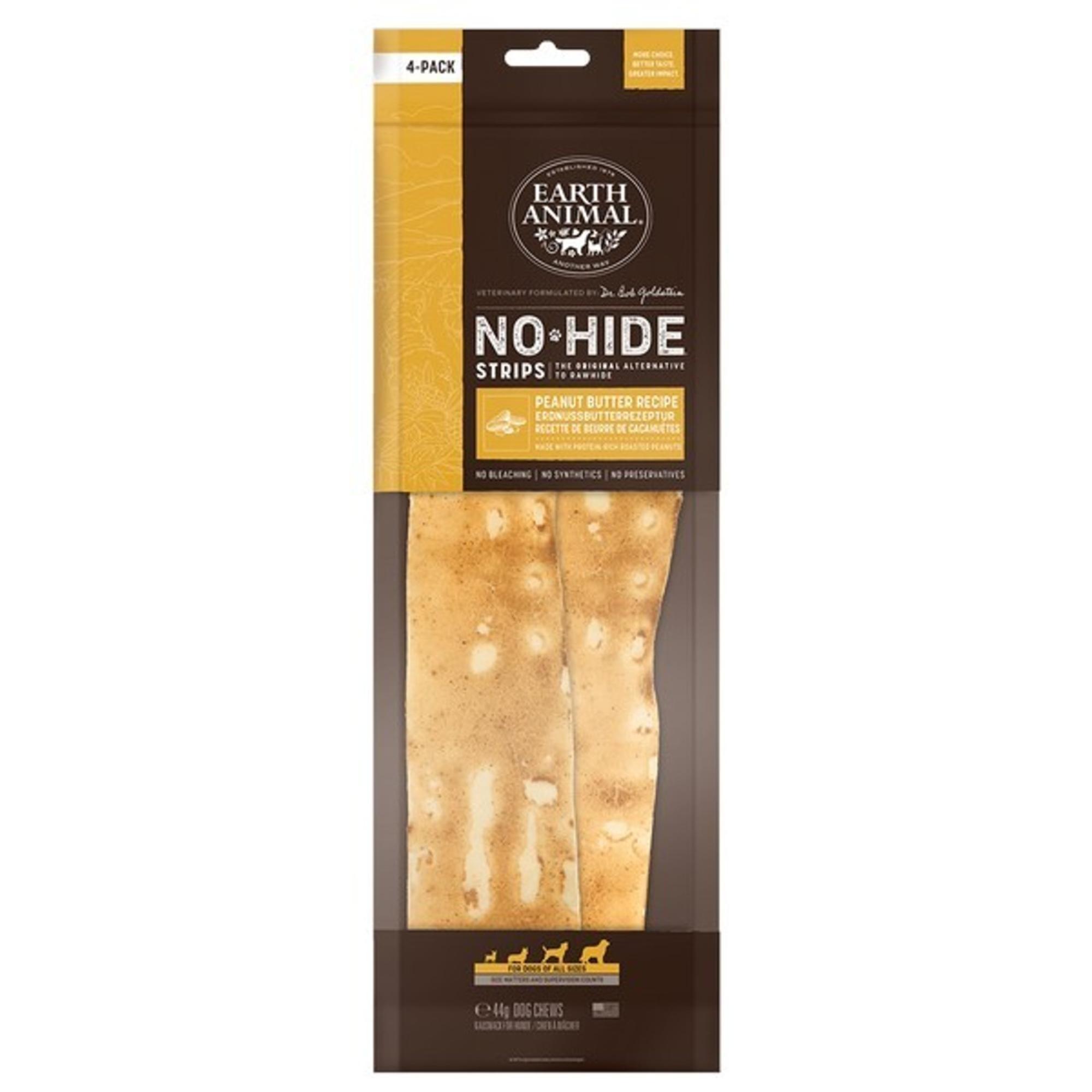 Earth Animal No Hide Peanut Butter Strips for Dogs 4pk 44g Image 1
