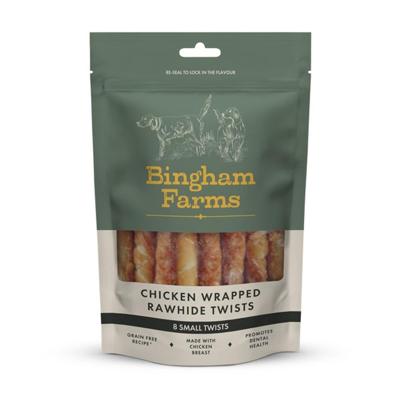 Bingham Farms Chicken Wrapped Rawhide Twist for Small Dogs 8 Pack 80g Image 1