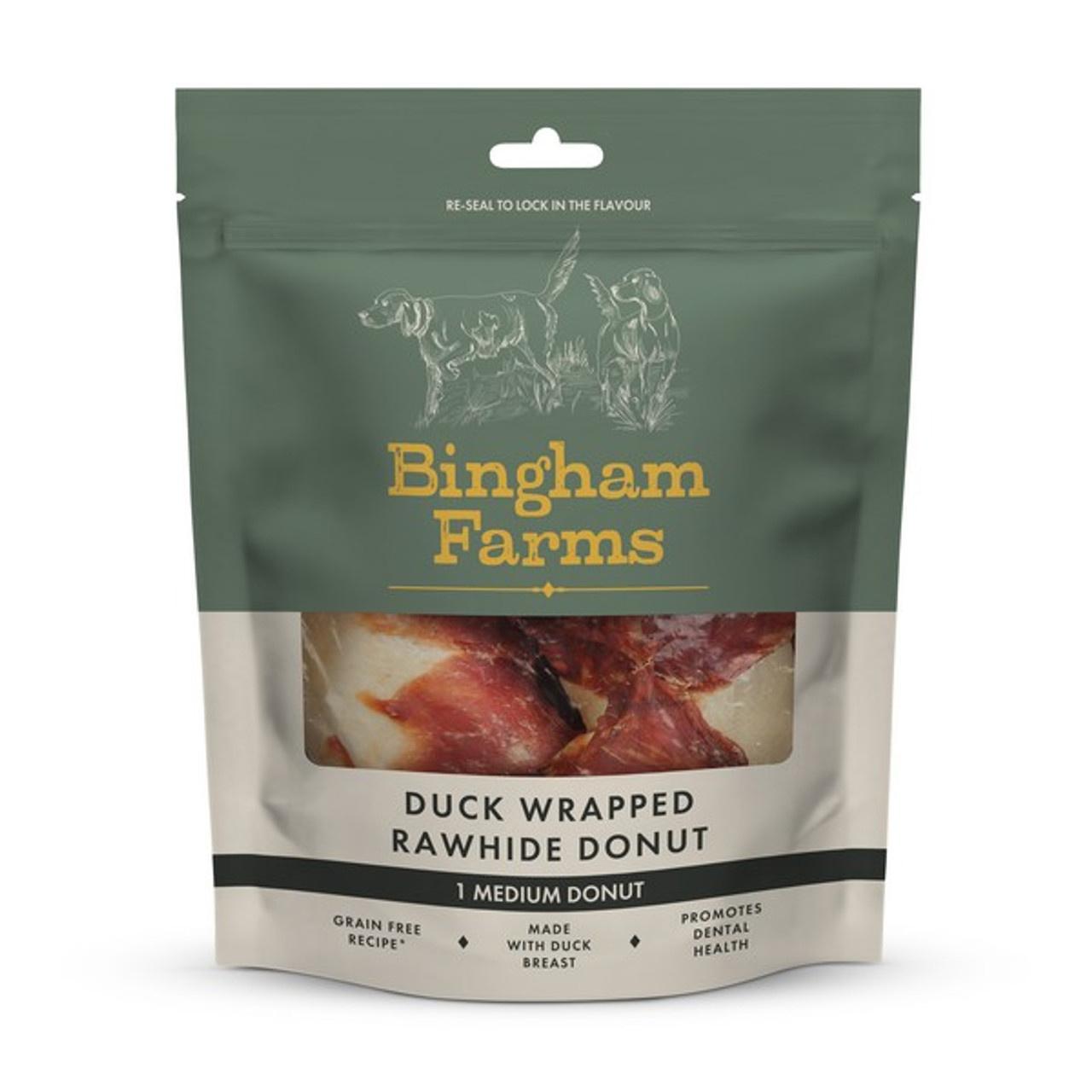 Bingham Farms Duck Wrapped Rawhide Donut for Dogs 75g Image 1