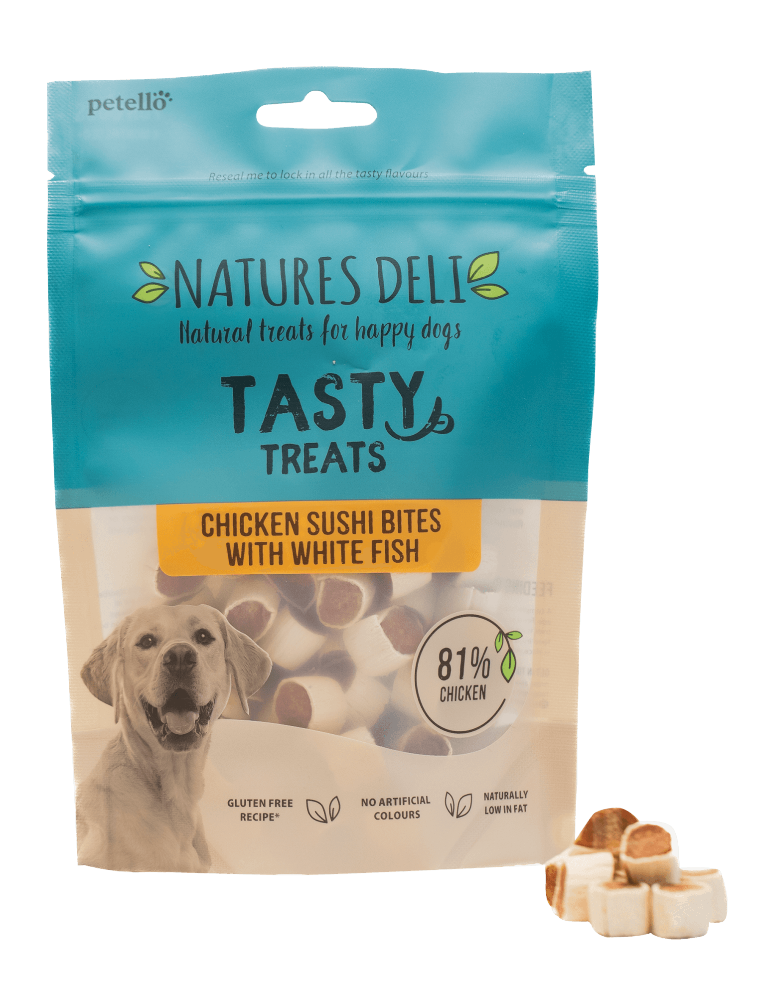 Natures Deli Chicken and Fish Sushi Bites for Dogs 100g Image 1