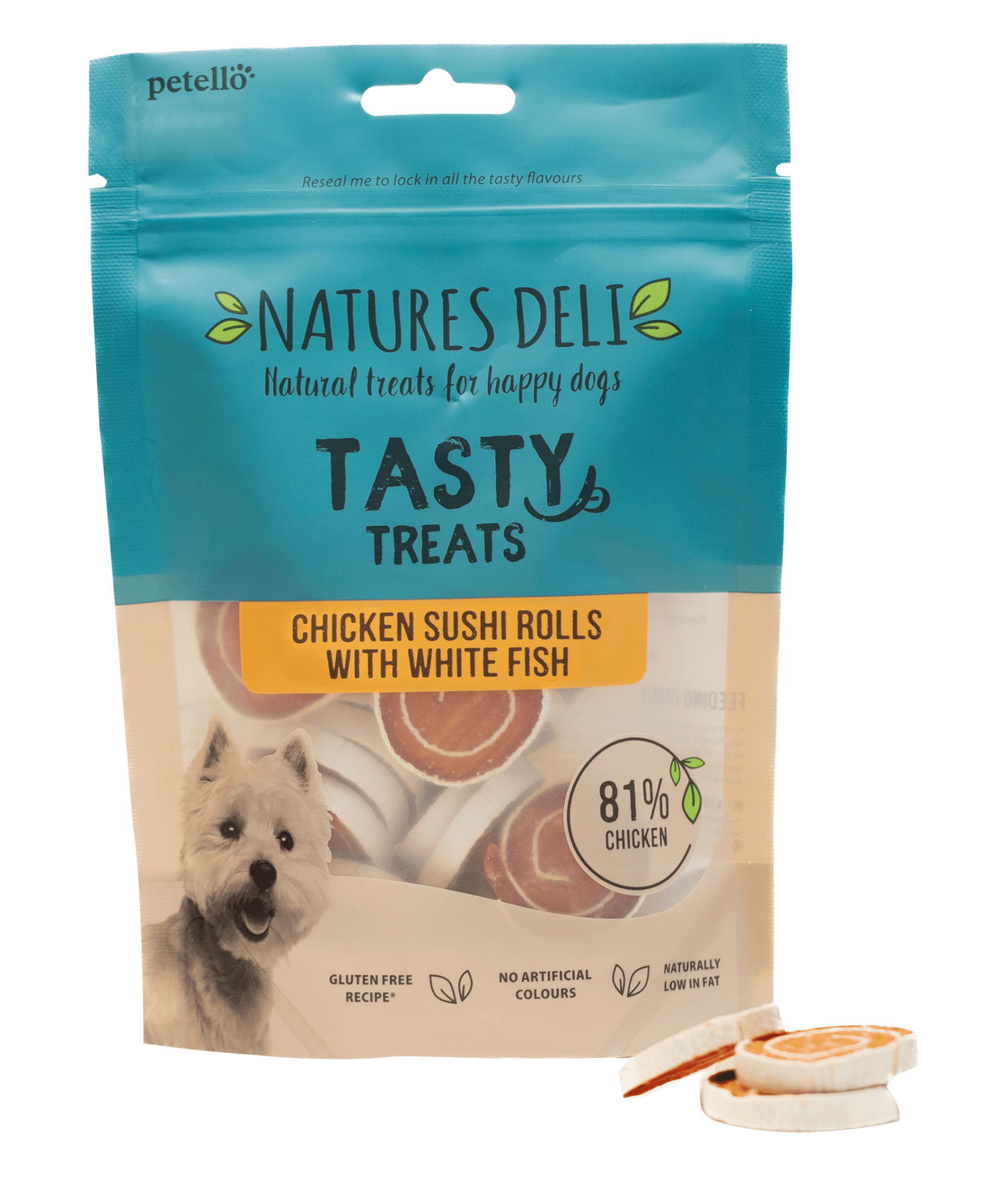 Natures Deli Chicken and Fish Sushi Rolls for Dogs 100g Image 1