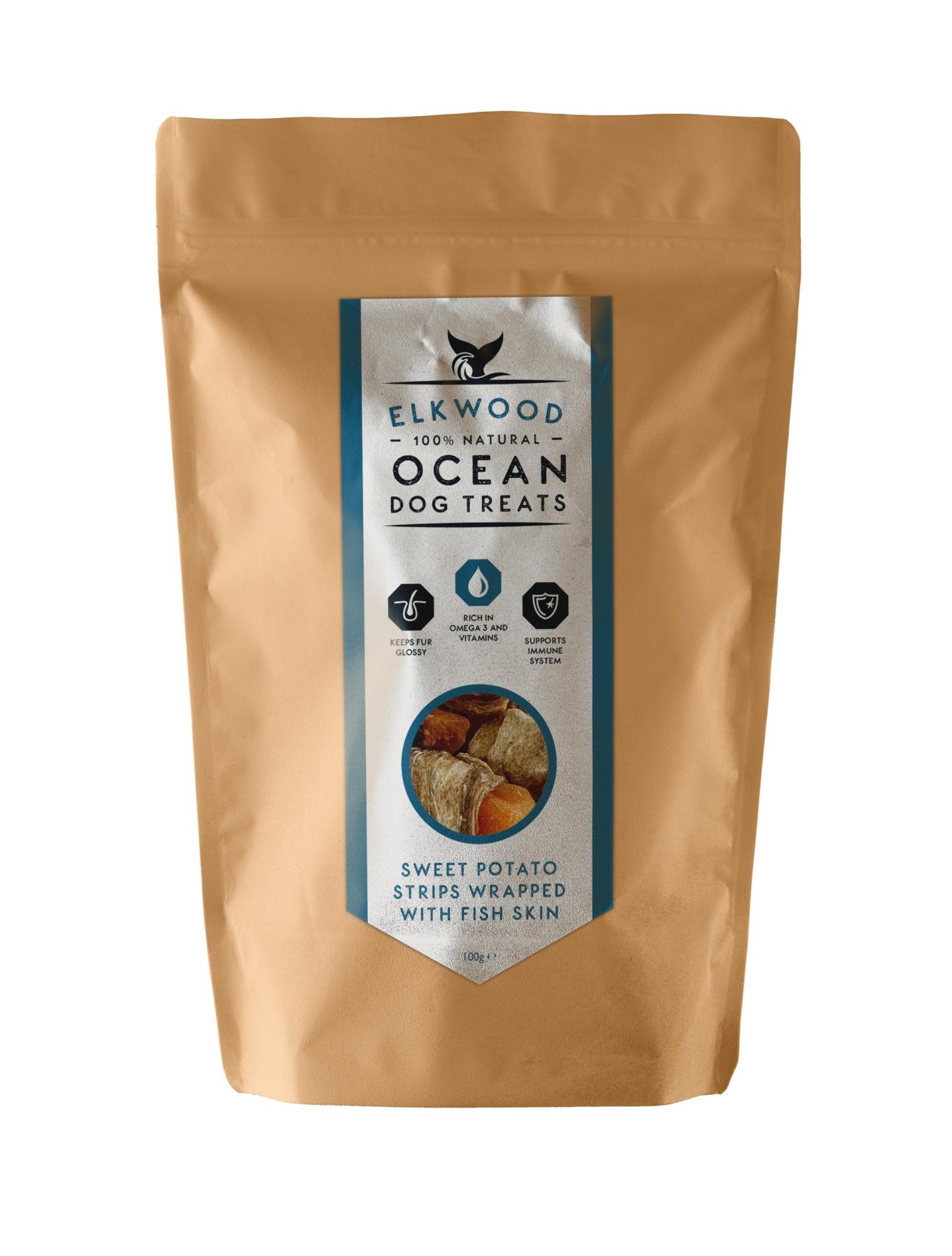 Elkwood Natural Sweet Potato Strips Wrapped With Fish Skin Dog Treats Image 1
