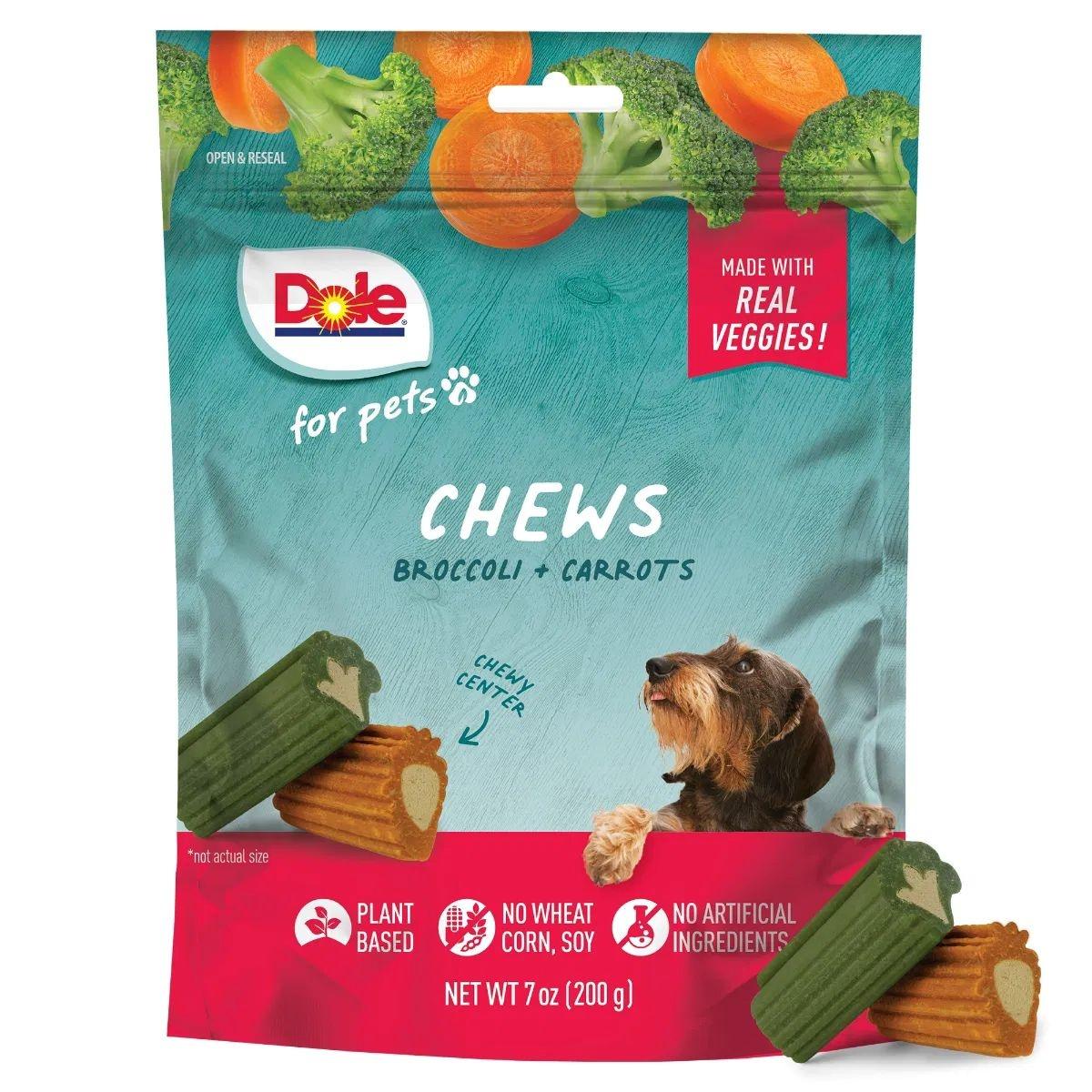 Dole Natural Dog Chews Broccoli & Carrot Assorted Bag 200g Image 1