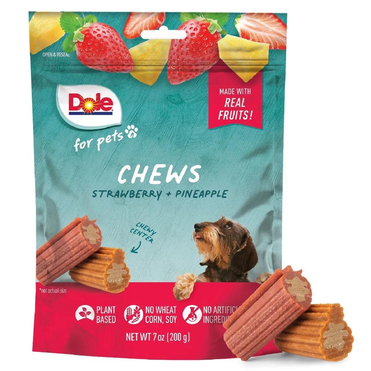 Dole Natural Dog Chews Strawberry & Pineapple Assorted Bag 200g Image 1