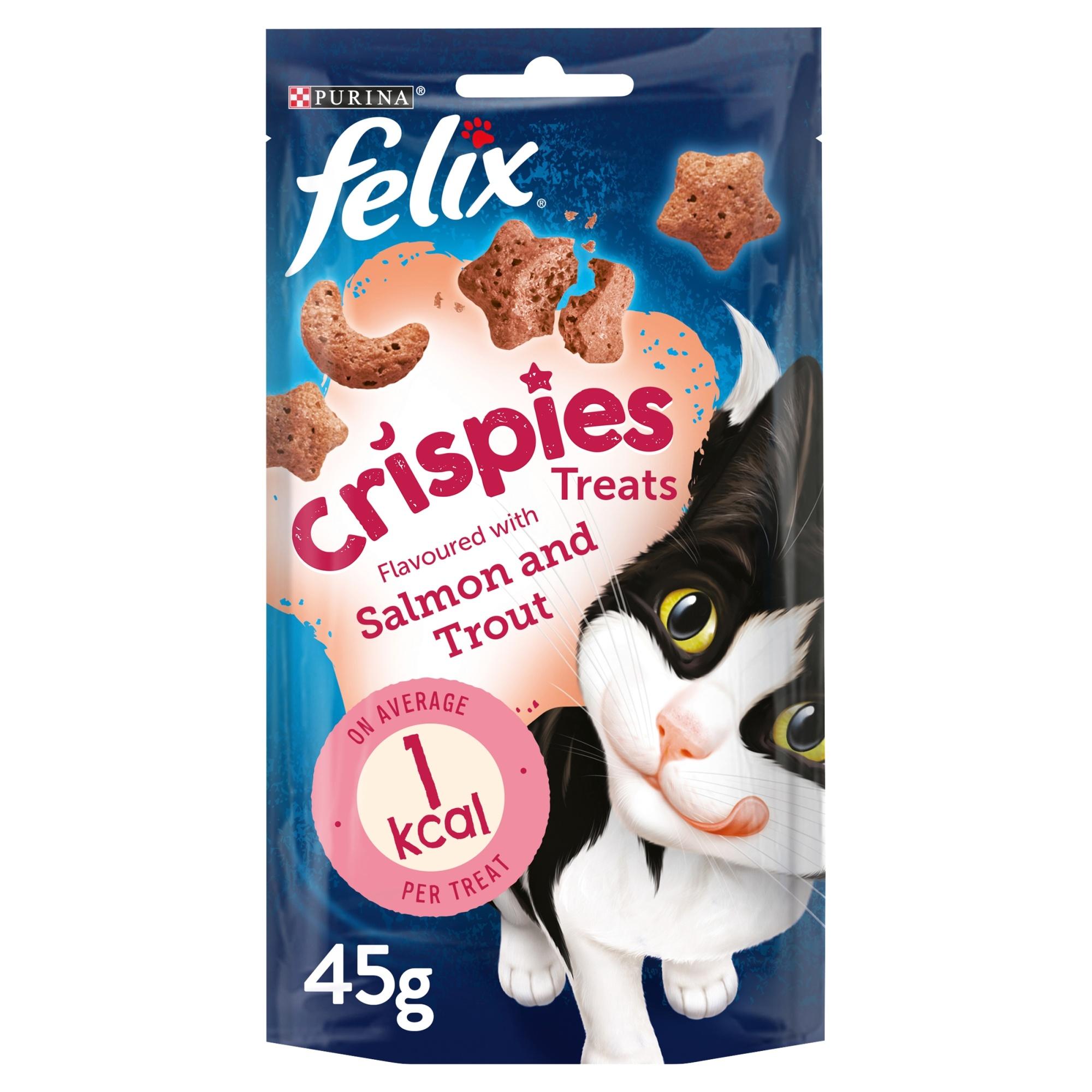 Felix Crispies Salmon and Trout for Cats 45g Image 1