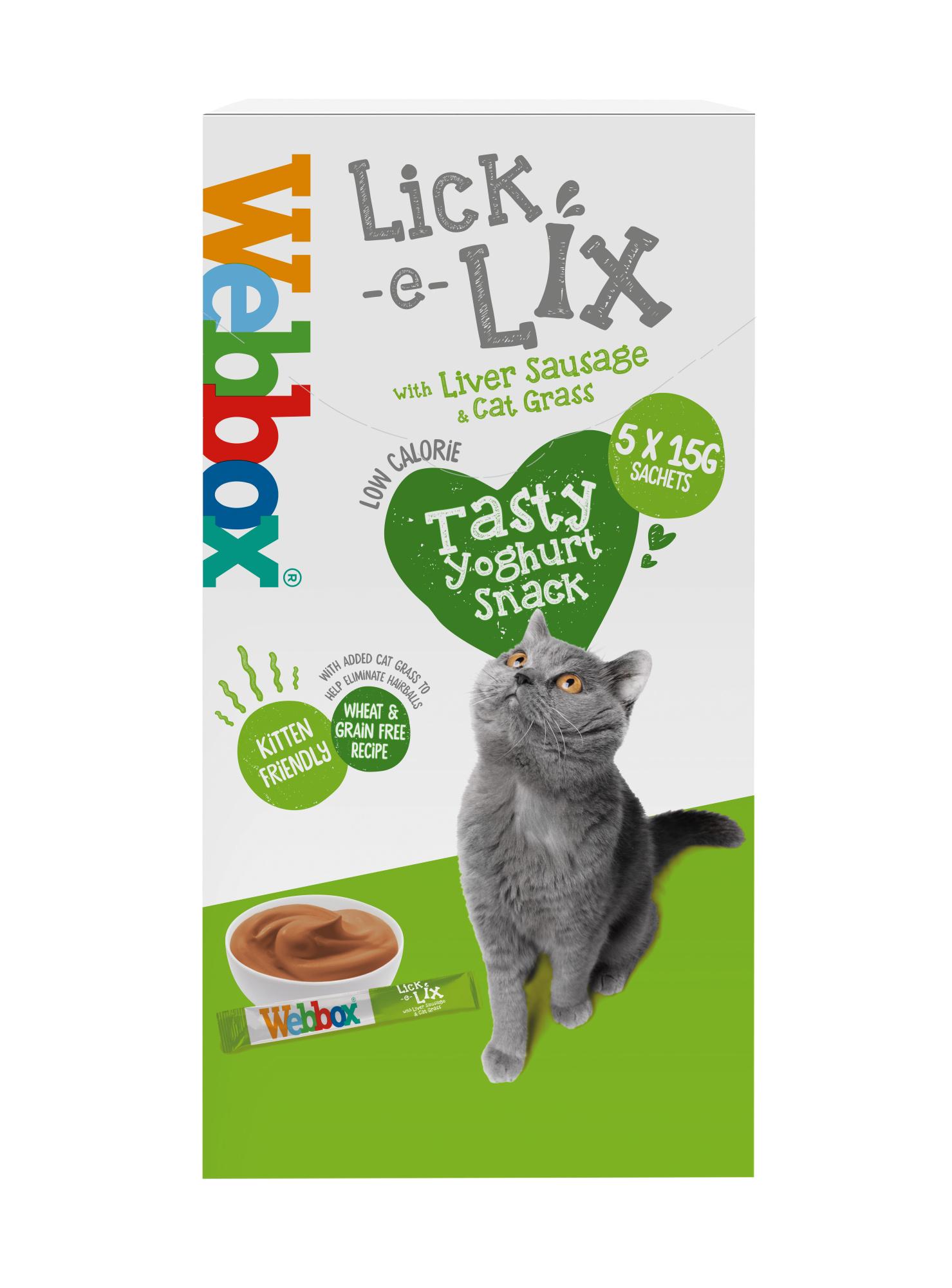Webbox Lick-e-Lix Liver Sausage & Cat Grass 5 x 15g Image 1