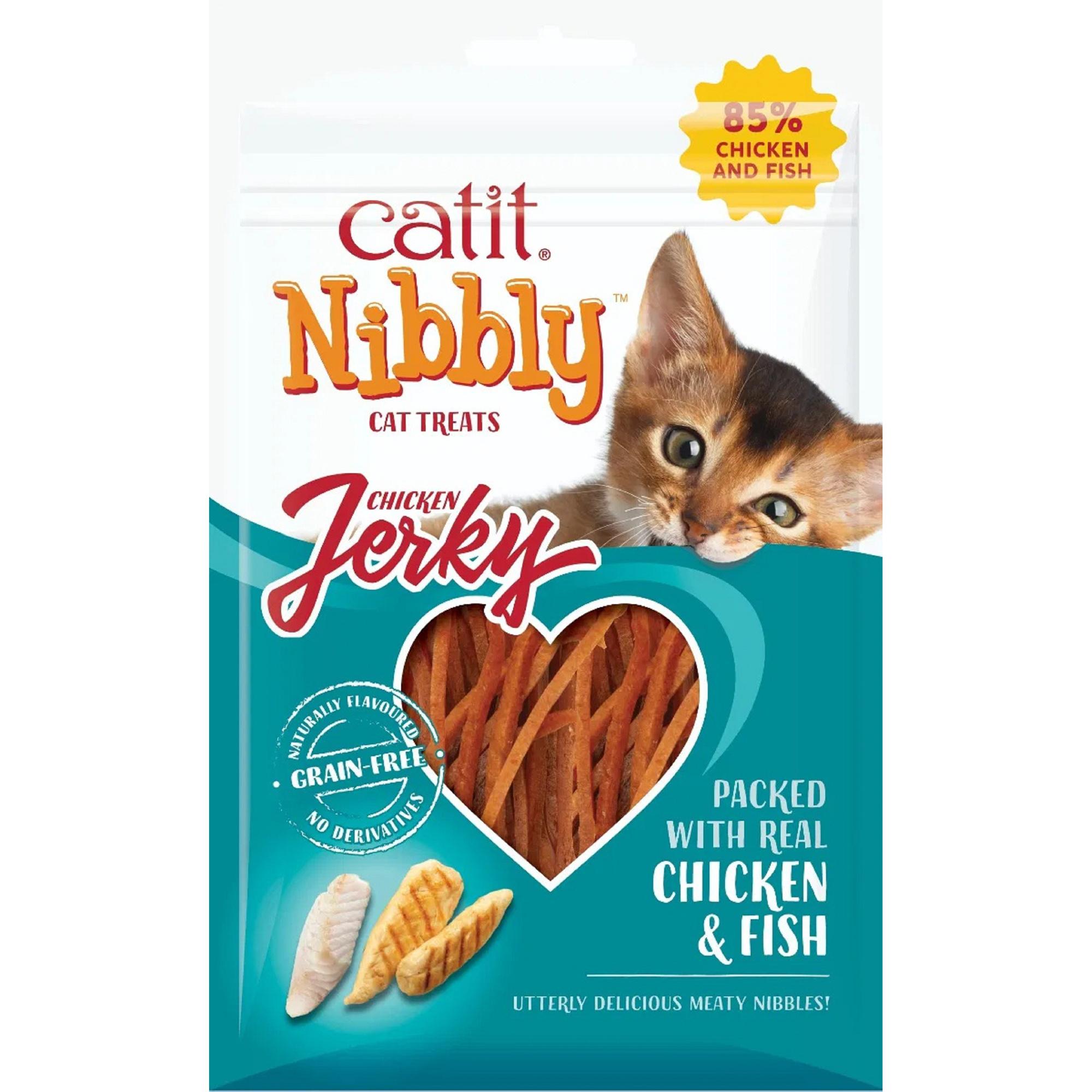 Catit Nibbly Jerky Cat Treats Chicken & Fish 30g Image 1