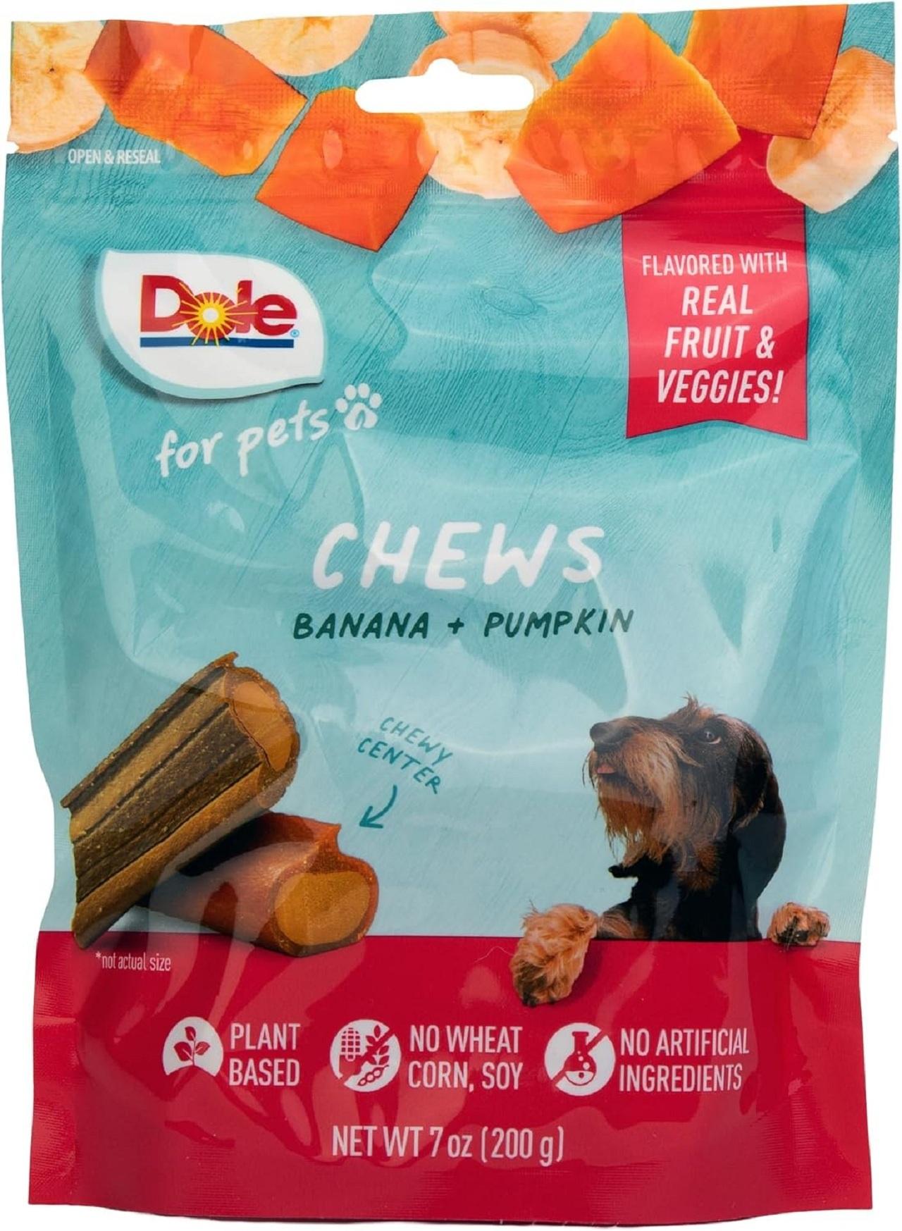 Dole Natural Dog Treats Chews Banana & Pumpkin Assorted Bag 200g Image 1