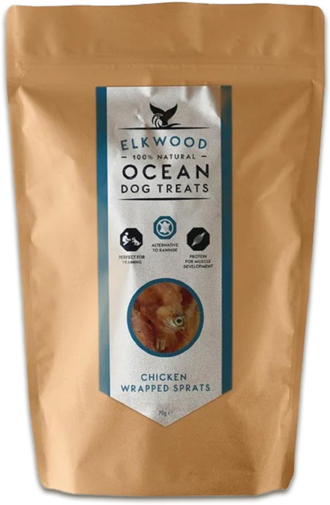 Elkwood 100% Natural Chicken Wrapped Sprats Fish Dog Treats Image 1