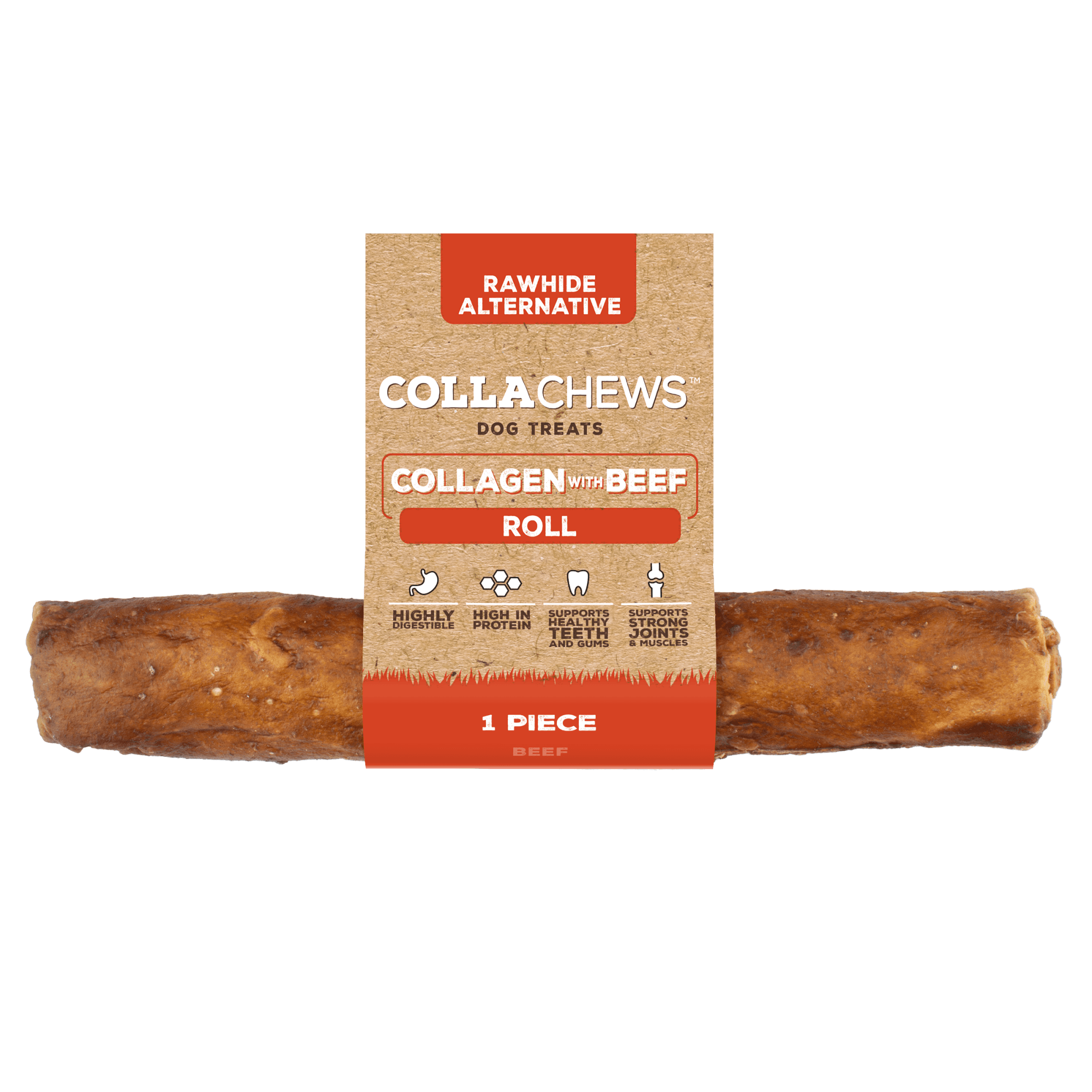 Collachews Collagen Roll Dog Chew Treat Beef 15cm Image 1