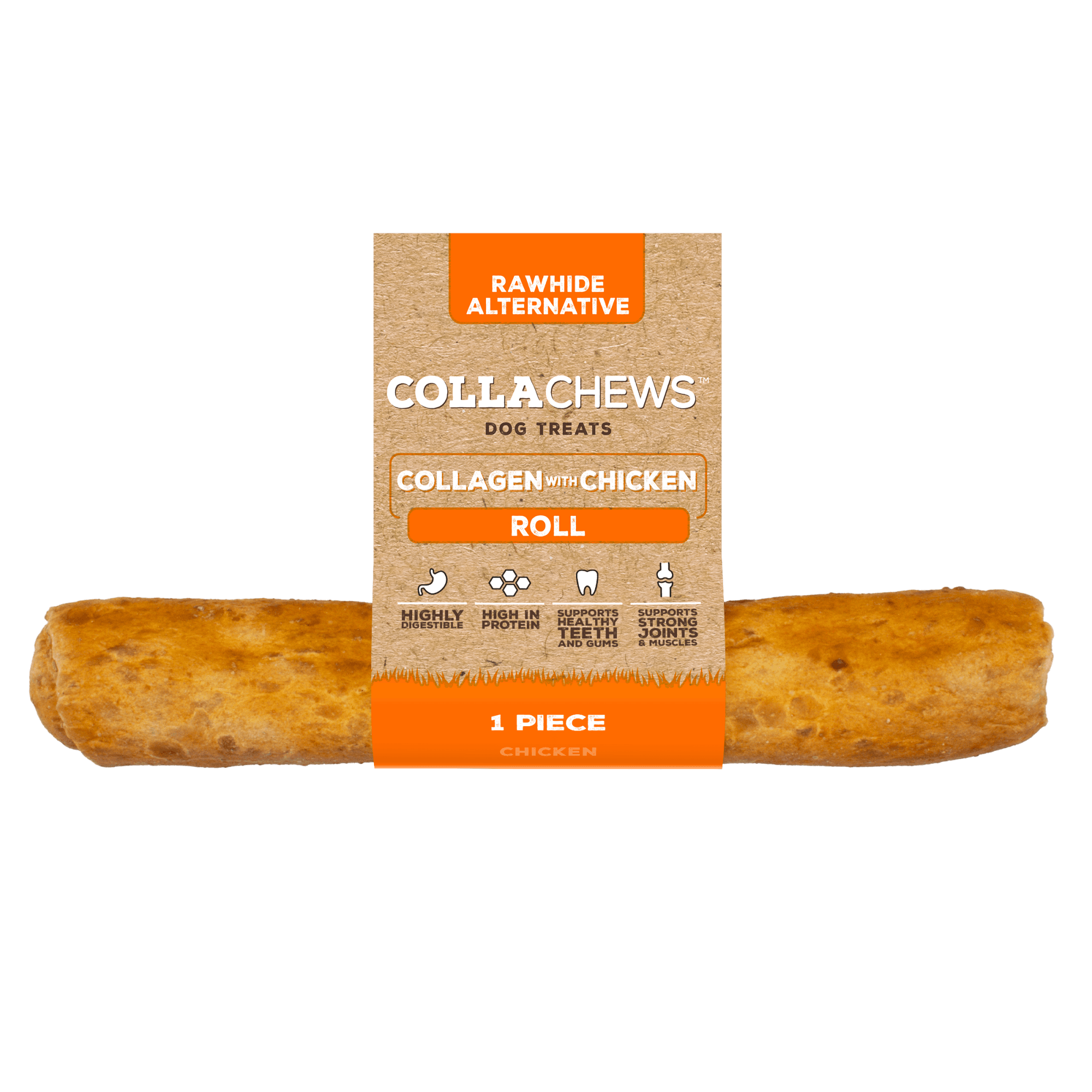 Collachews Collagen Roll Dog Chew Treat Chicken 15cm Image 1