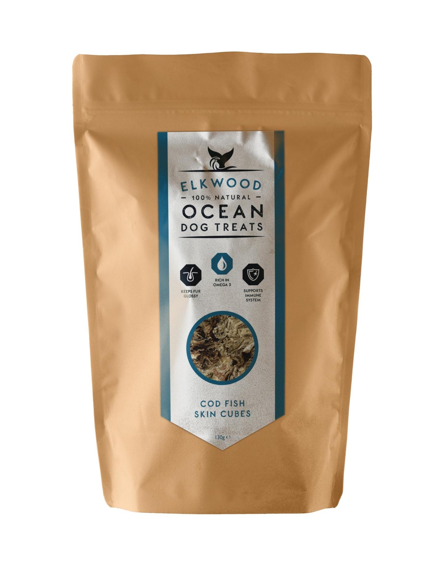 Elkwood Natural Cod Fish Skin Cubes Dog Treats Image 1